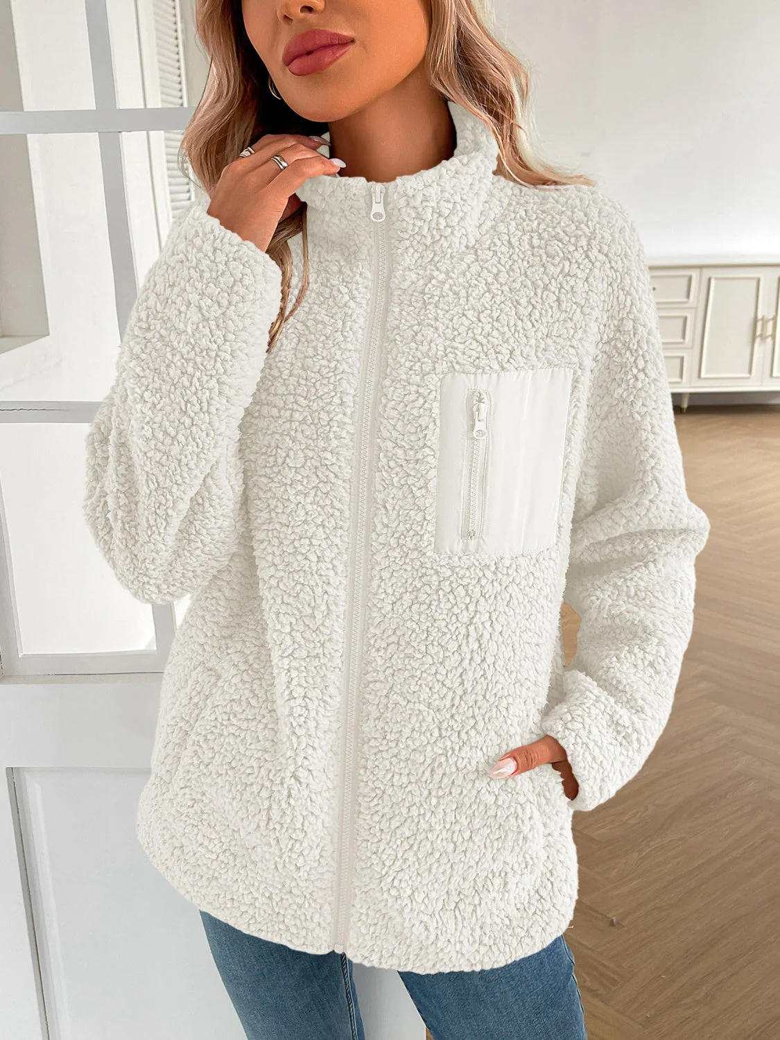 Ivy Lane Zip Up Long Sleeve Fuzzy Jacket - Image 10