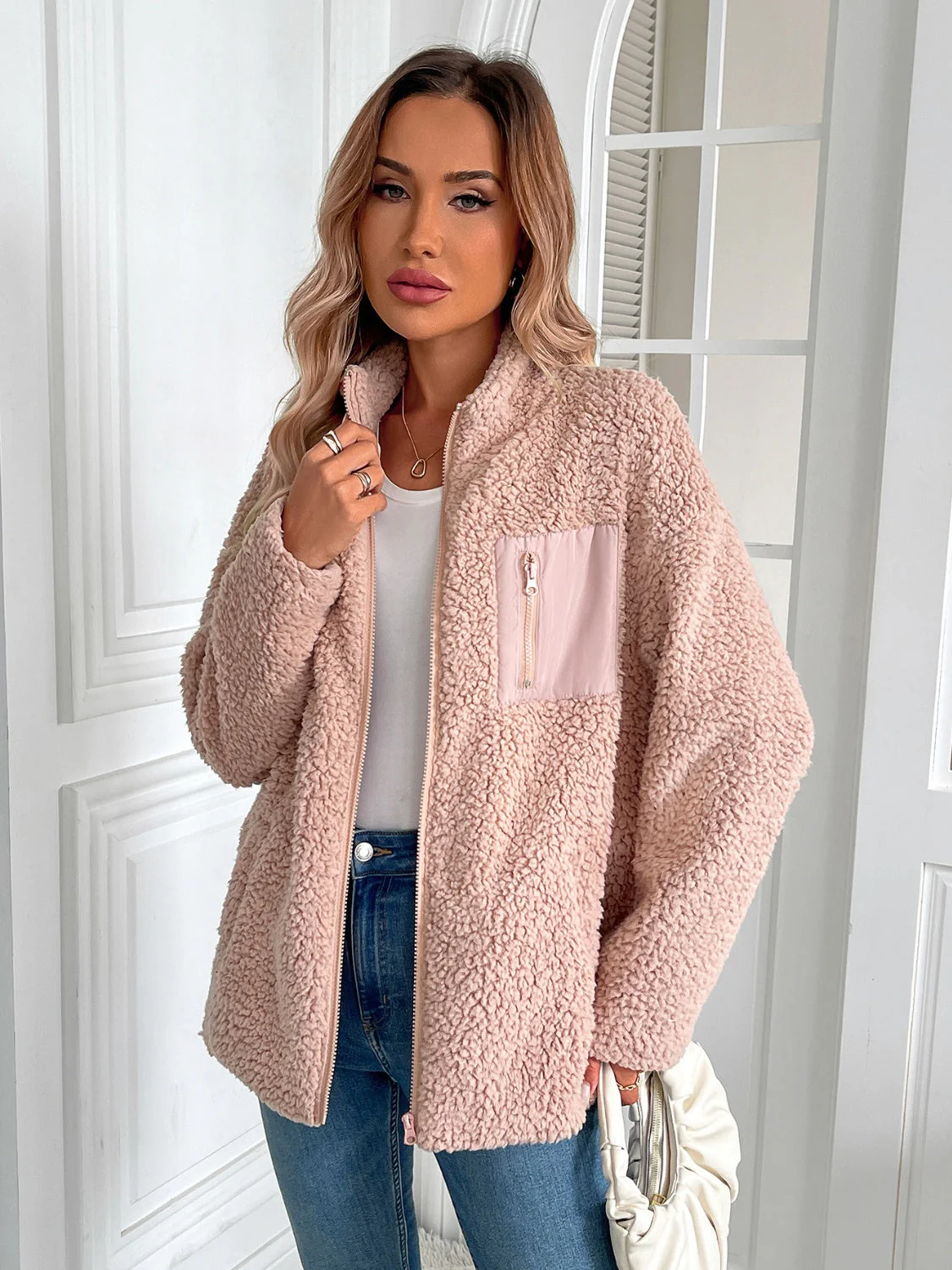 Ivy Lane Zip Up Long Sleeve Fuzzy Jacket - Image 5