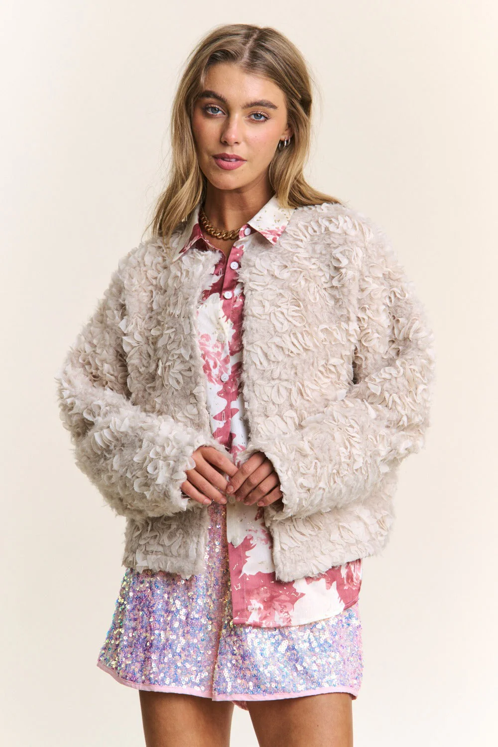 J.NNA Mixed Fabric Chic Jacket - Image 3