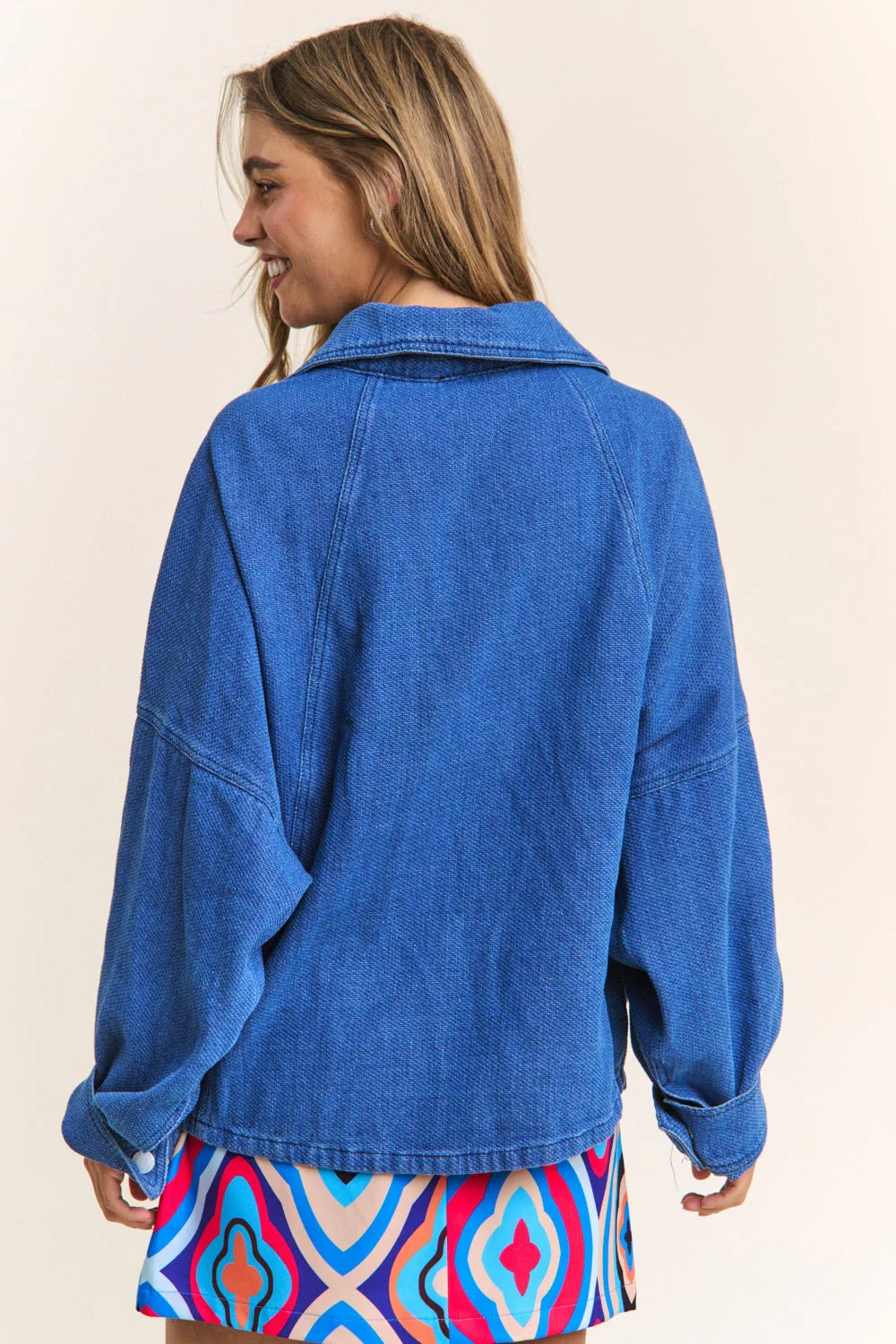 J.NNA Snap Down Long Sleeve Denim Shacket - Image 2