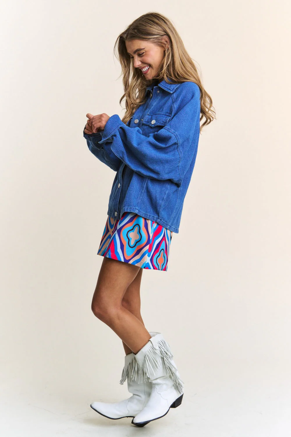 J.NNA Snap Down Long Sleeve Denim Shacket - Image 5
