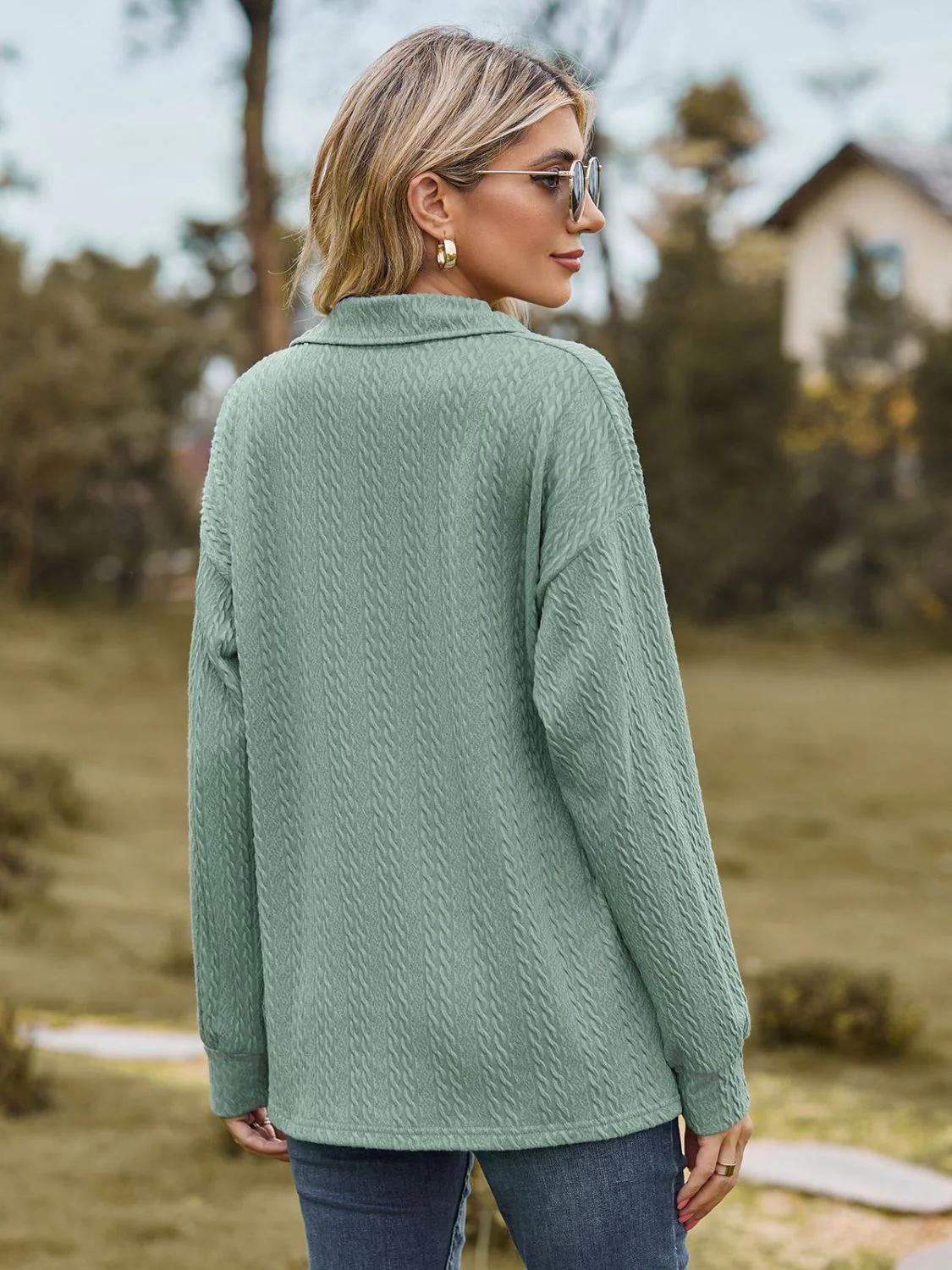 Johnny Collar Long Sleeve Top - Image 2