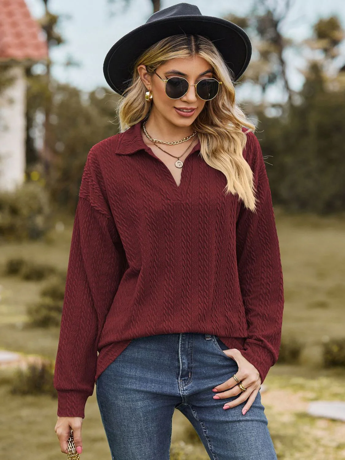 Johnny Collar Long Sleeve Top - Image 9
