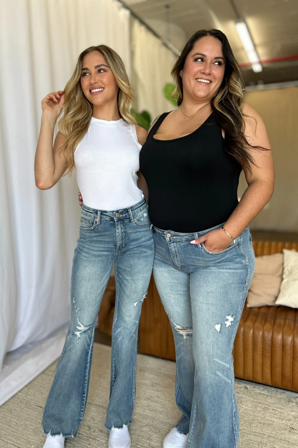 Judy Blue Full Size Medium Rise Tummy Control Destroy Flare - Image 23