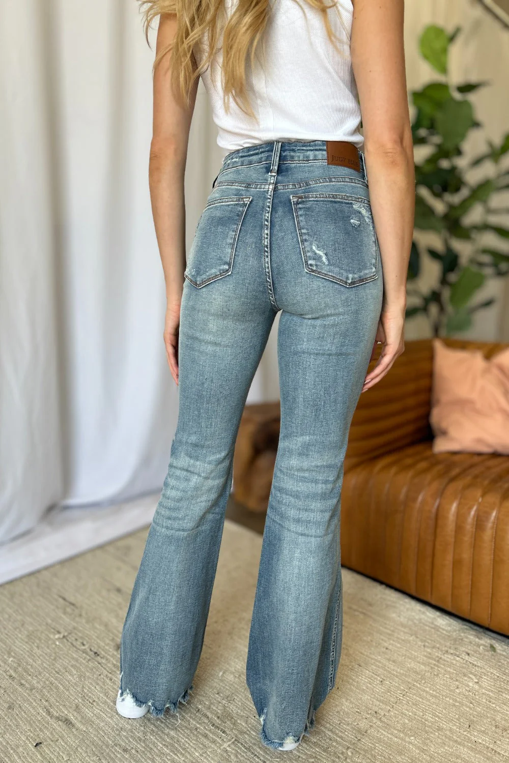 Judy Blue Full Size Medium Rise Tummy Control Destroy Flare - Image 9
