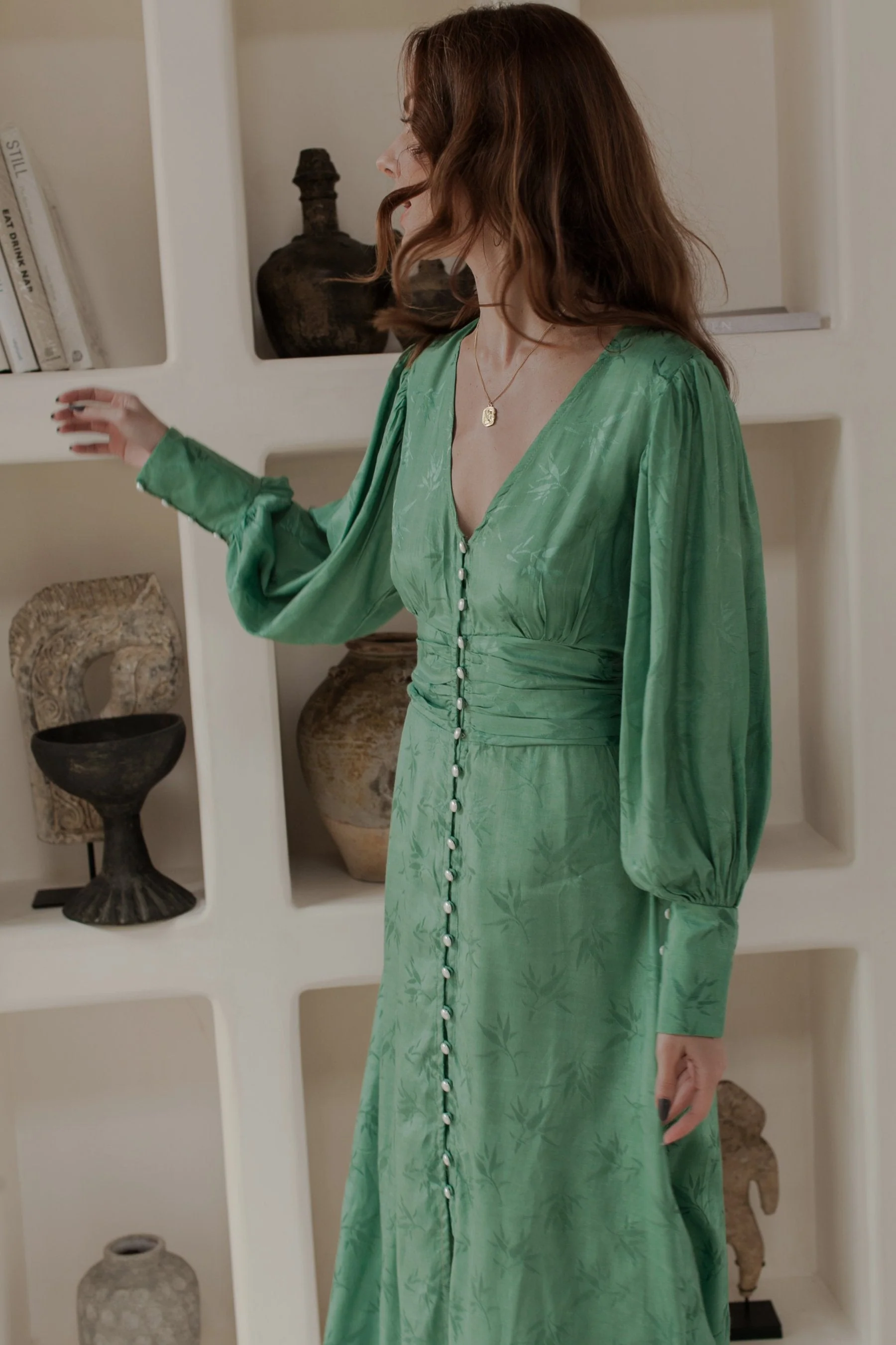 Juliette Pearl Buttons Midi Dress by ELF - Image 10