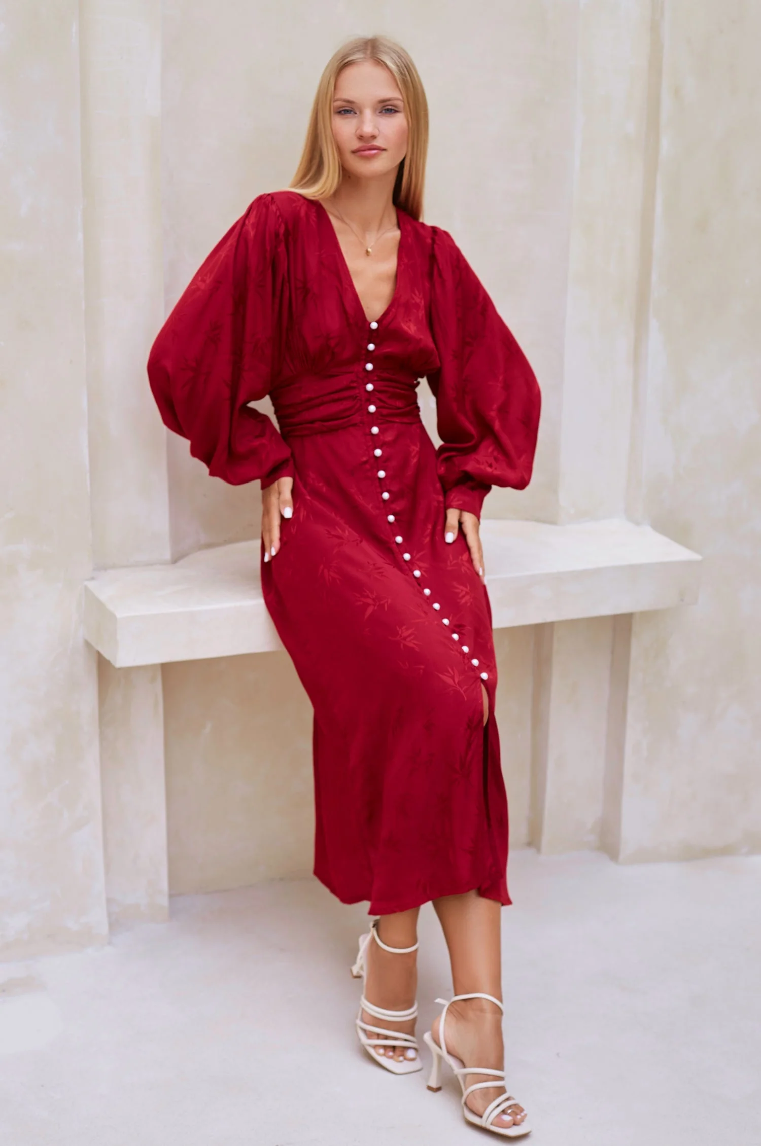 Juliette Pearl Buttons Midi Dress by ELF - Image 12