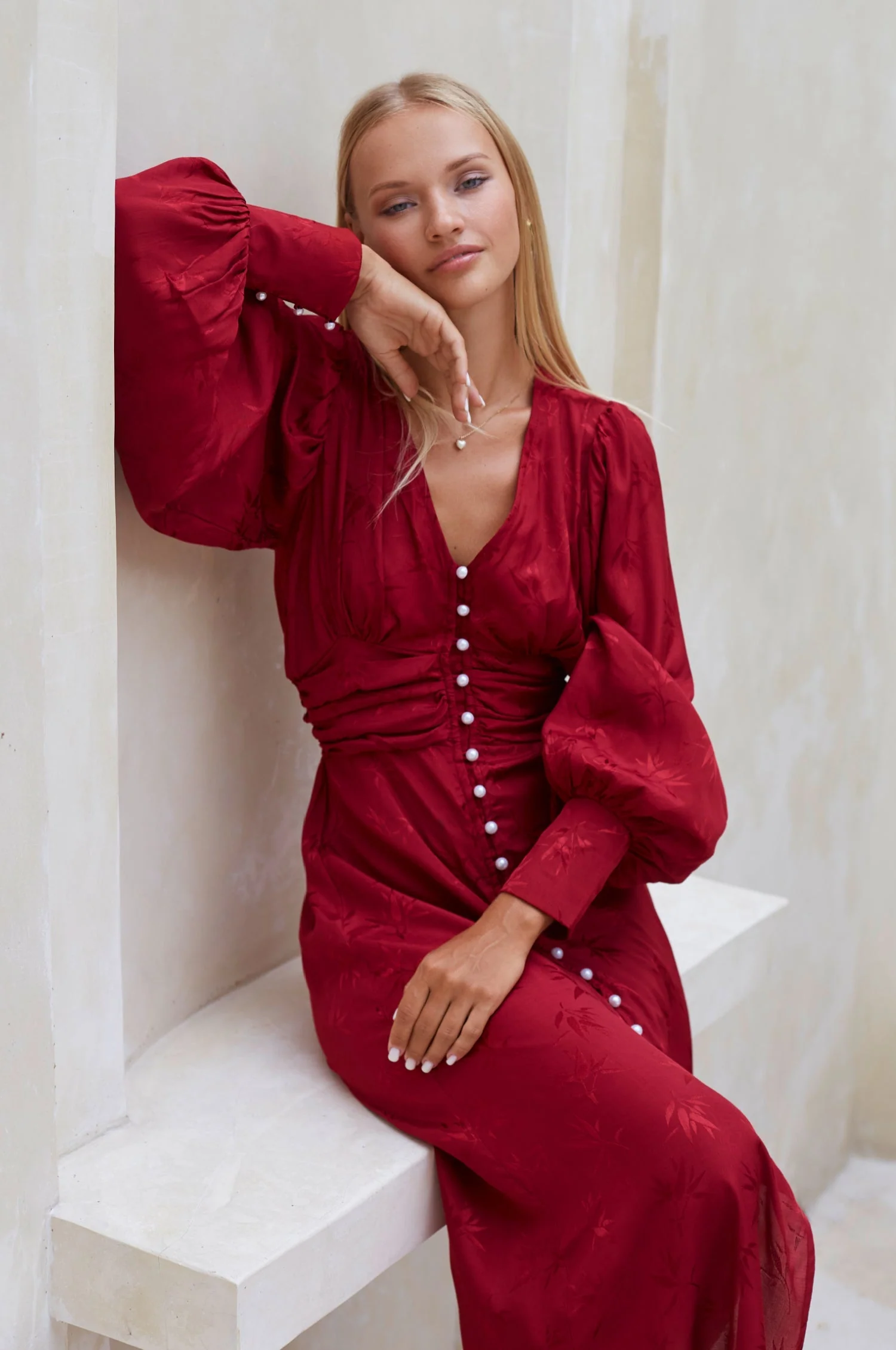 Juliette Pearl Buttons Midi Dress by ELF - Image 14