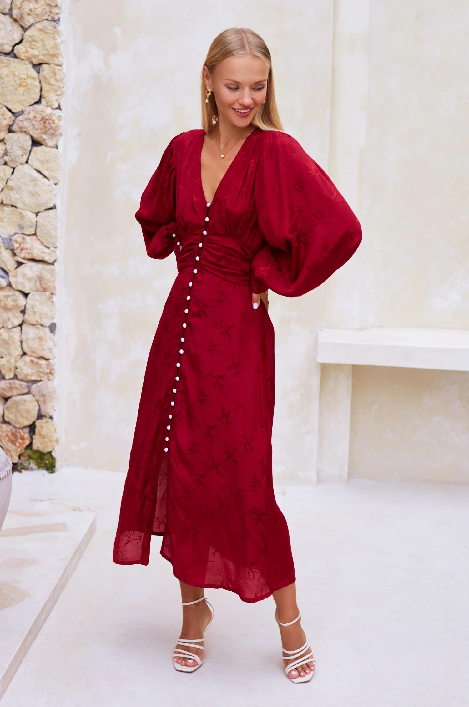 Juliette Pearl Buttons Midi Dress by ELF - Image 15