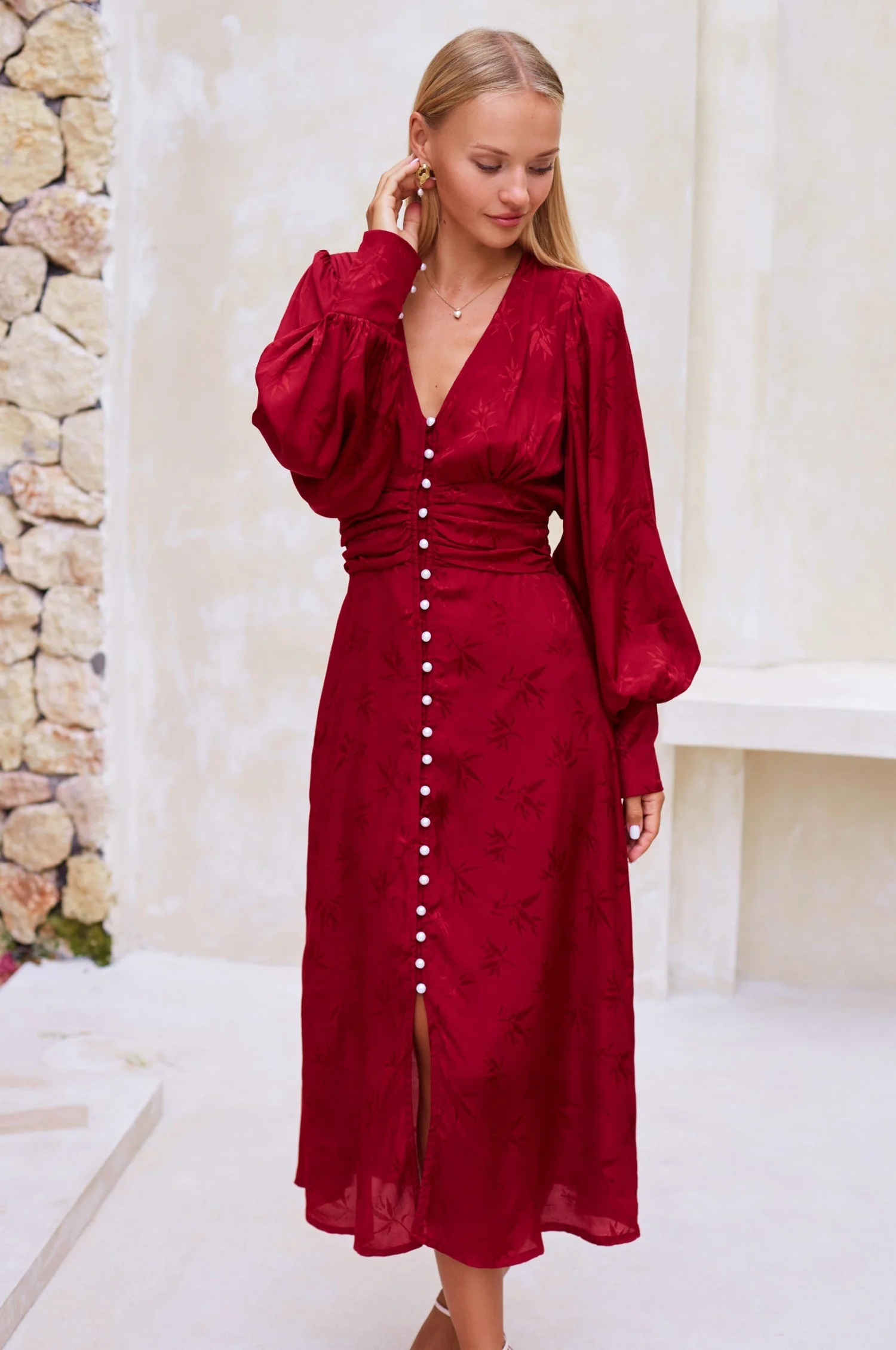 Juliette Pearl Buttons Midi Dress by ELF - Image 16