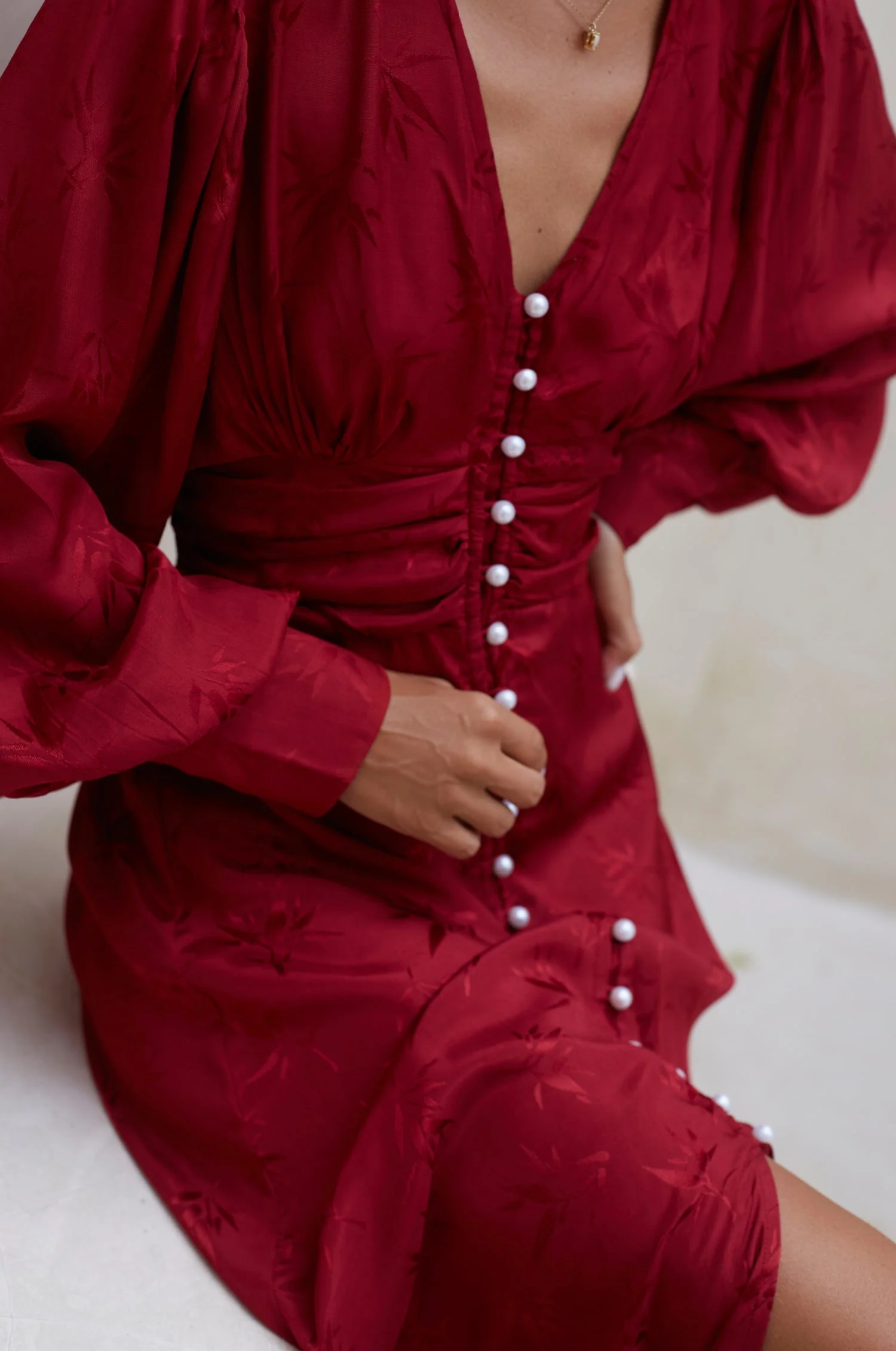 Juliette Pearl Buttons Midi Dress by ELF - Image 17
