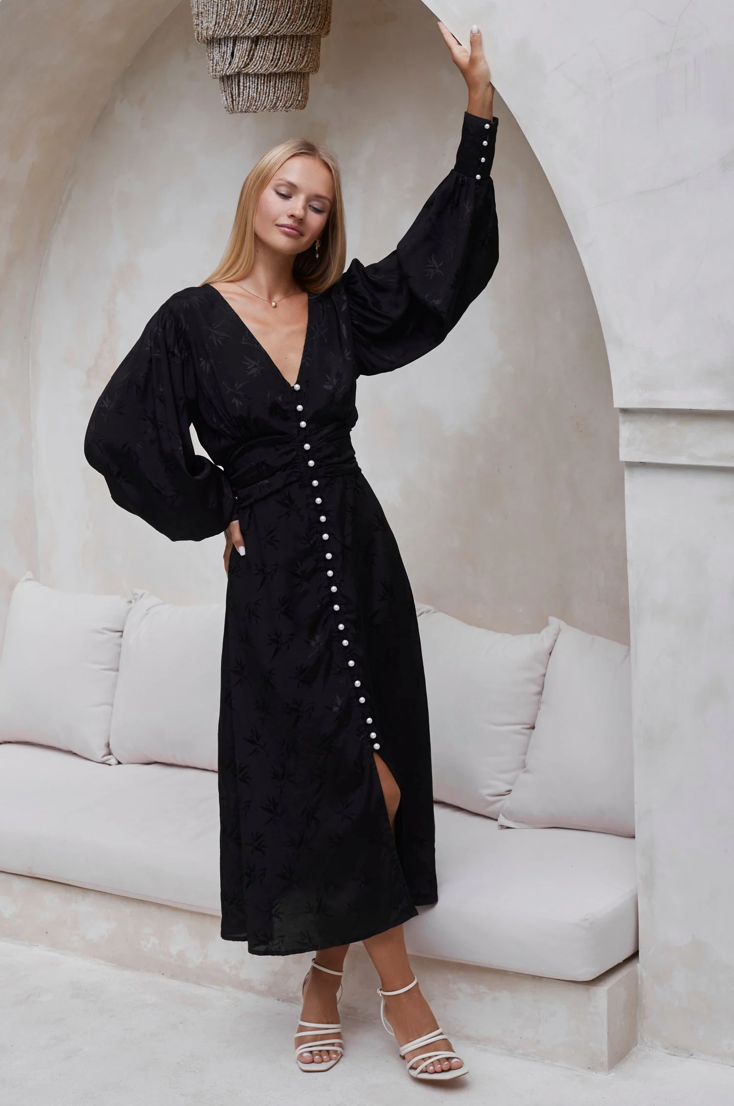 Juliette Pearl Buttons Midi Dress by ELF - Image 22