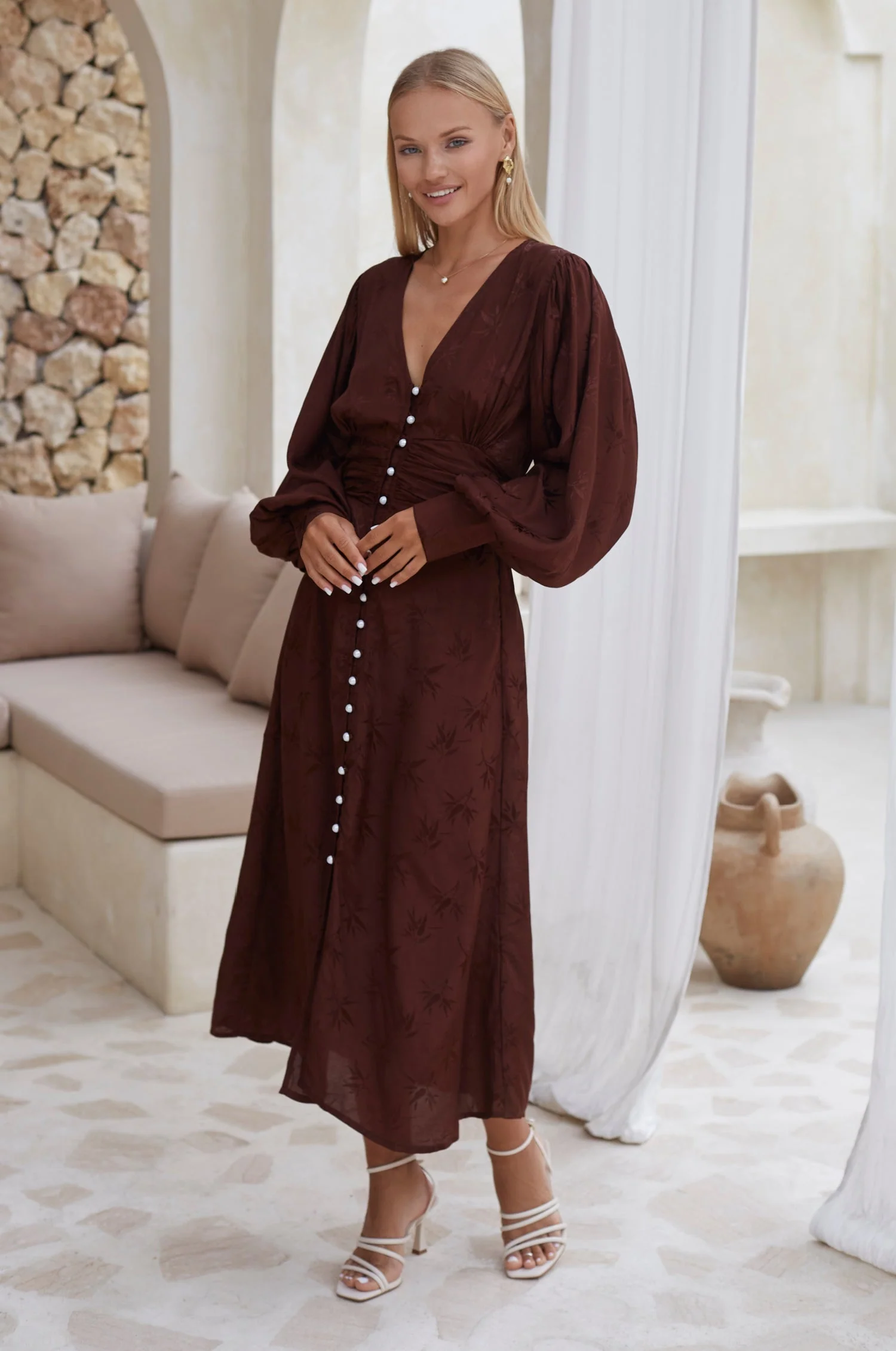 Juliette Pearl Buttons Midi Dress by ELF - Image 31