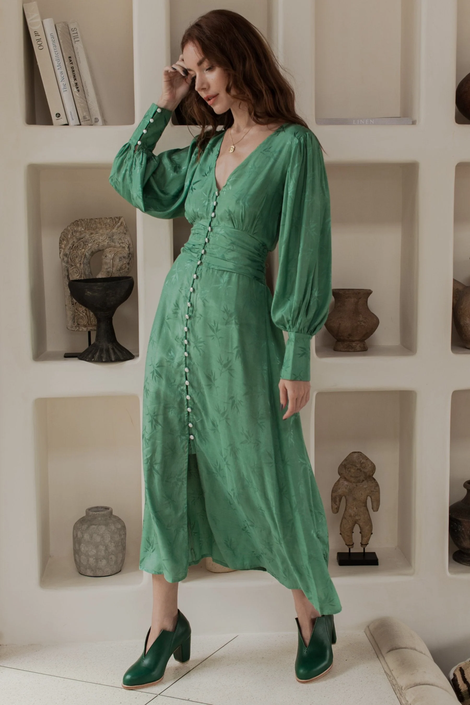 Juliette Pearl Buttons Midi Dress by ELF - Image 7