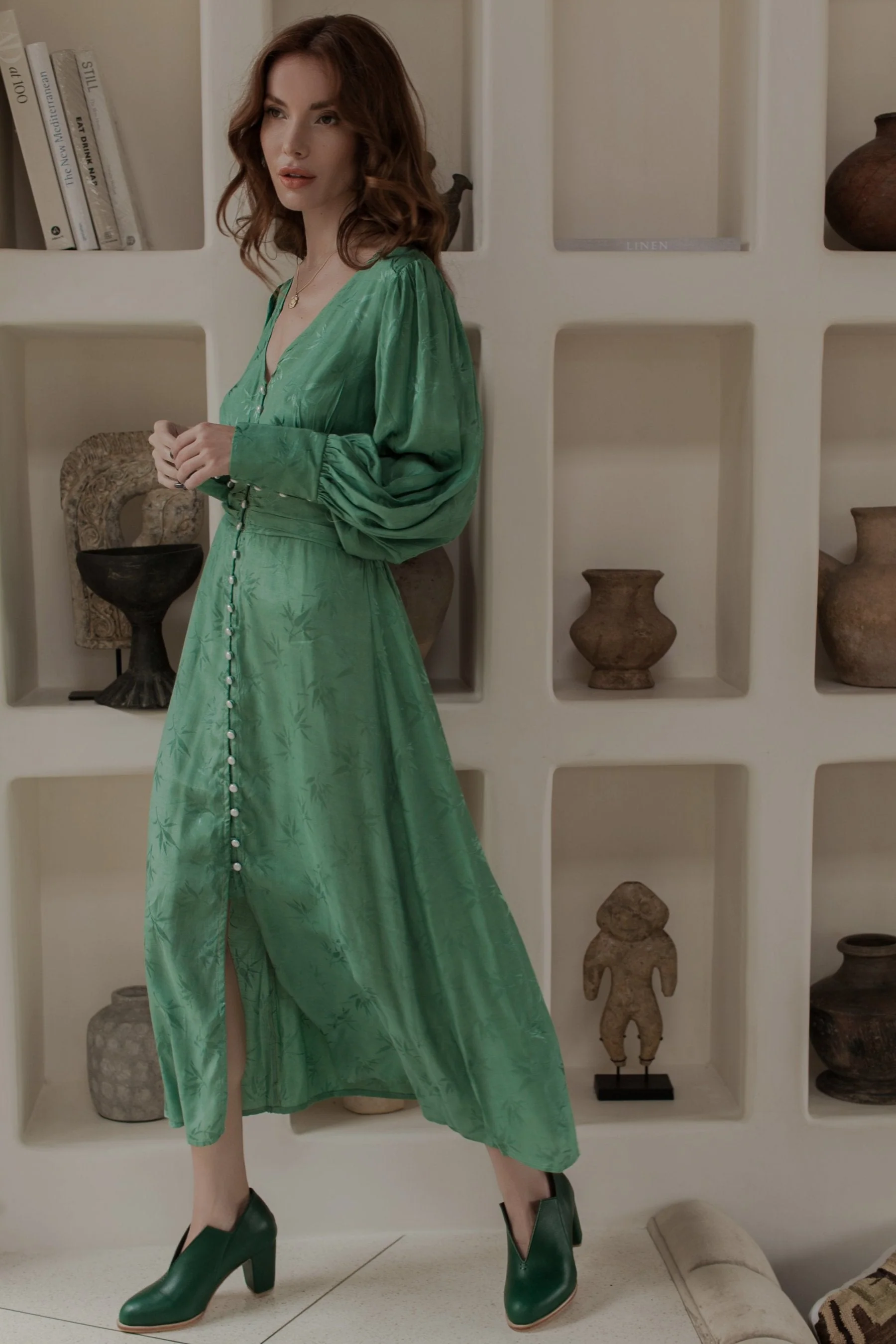 Juliette Pearl Buttons Midi Dress by ELF - Image 8