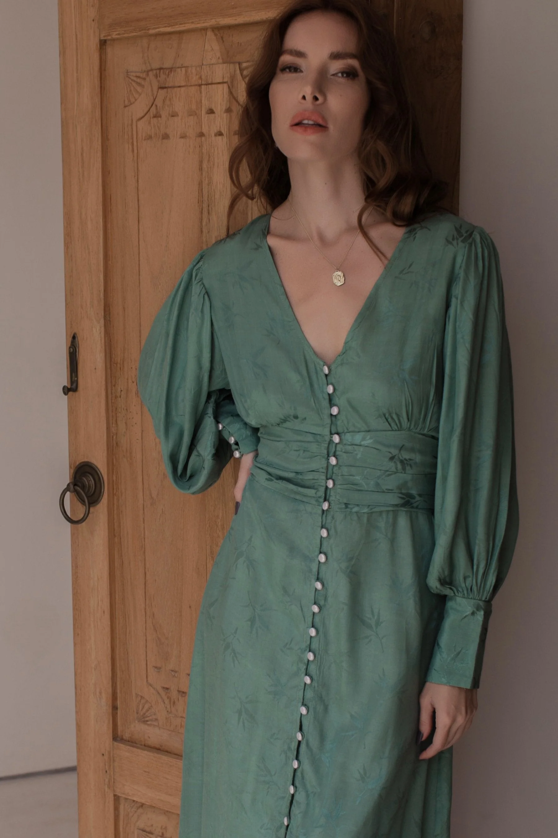 Juliette Pearl Buttons Midi Dress by ELF - Image 9