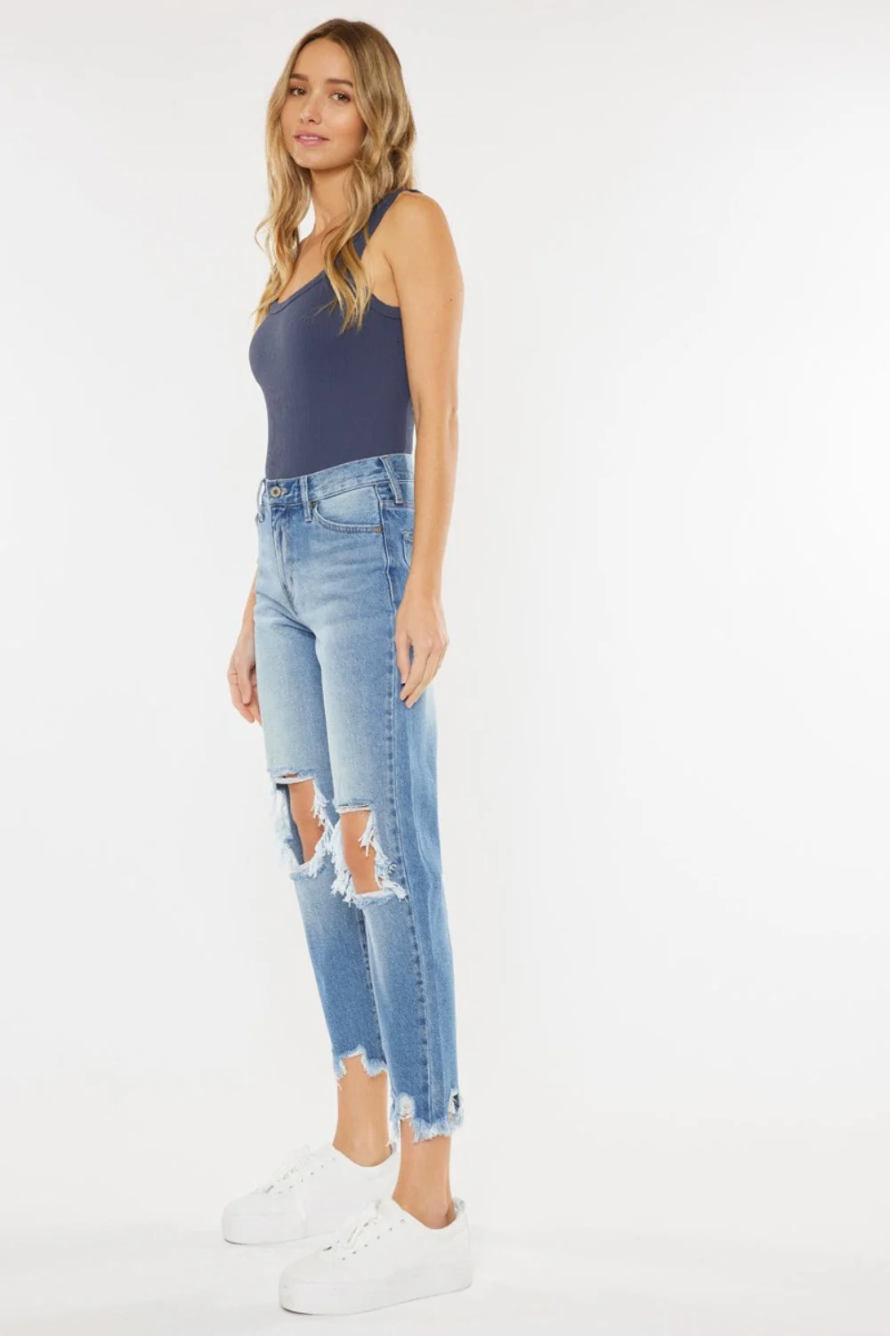 Kancan High Waist Chewed Up Straight Mom Jeans - Image 5