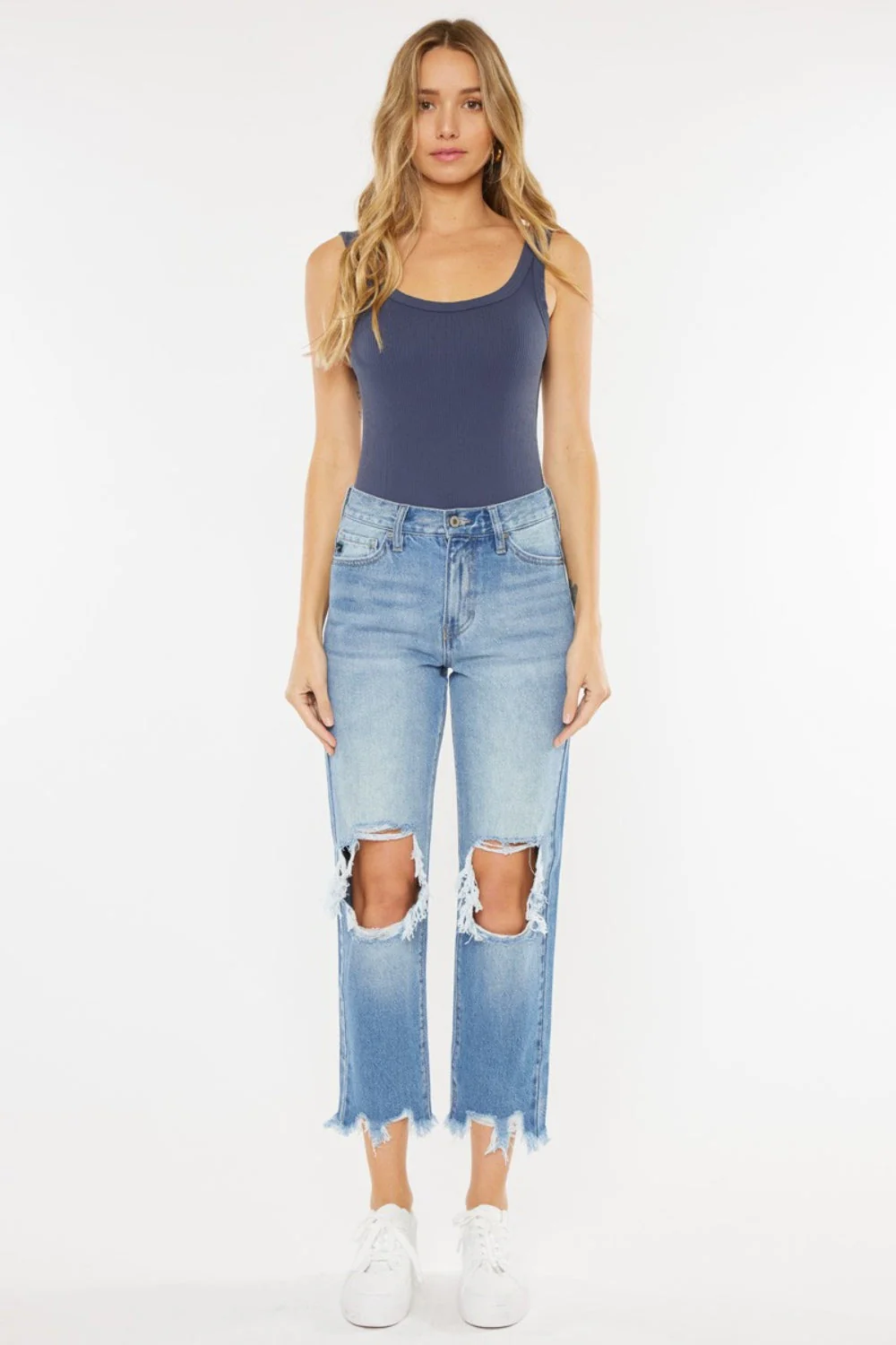 Kancan High Waist Chewed Up Straight Mom Jeans - Image 8