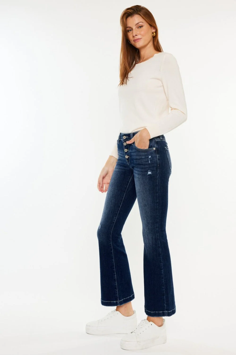 Kancan Mid Rise Button Fly Flare Jeans - Image 3