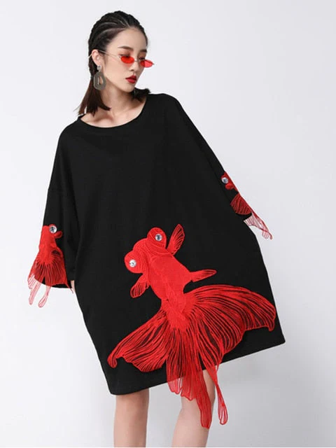Kingyo Embroidered Goldfish Dress by Marigold Shadows - Image 2