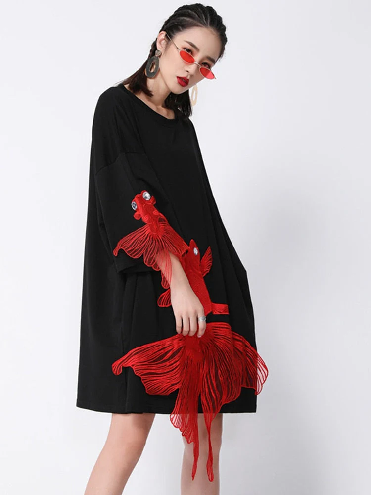Kingyo Embroidered Goldfish Dress by Marigold Shadows - Image 3