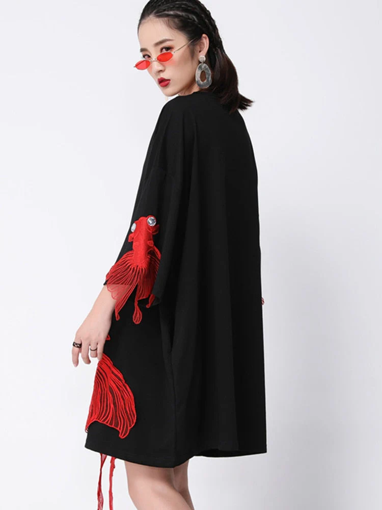 Kingyo Embroidered Goldfish Dress by Marigold Shadows - Image 4