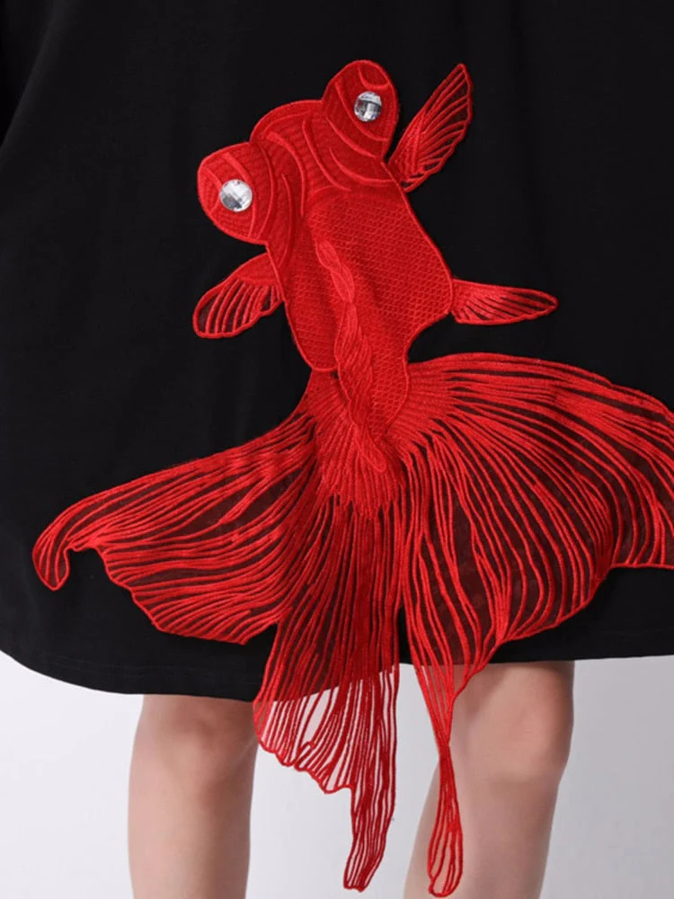 Kingyo Embroidered Goldfish Dress by Marigold Shadows - Image 6