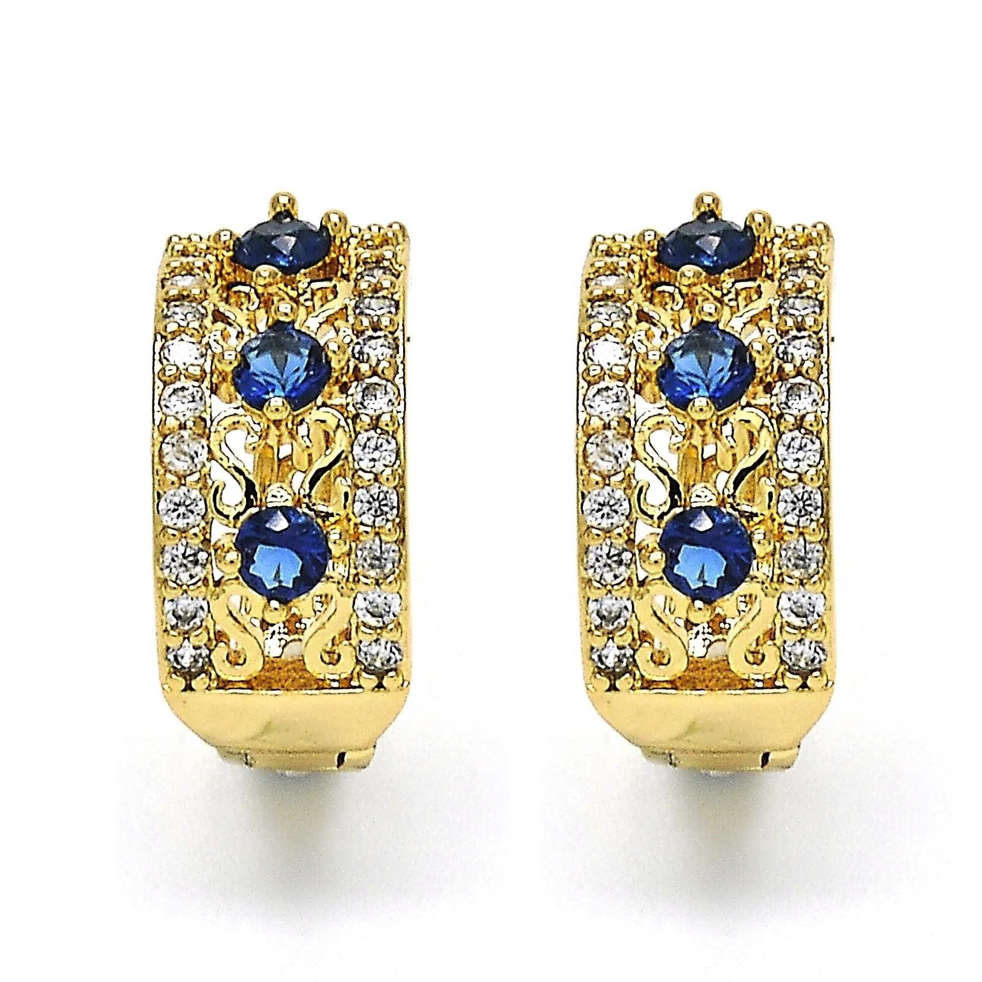 LAB CREATED Sapphire HOOP EARRING EARRINGS - Image 2
