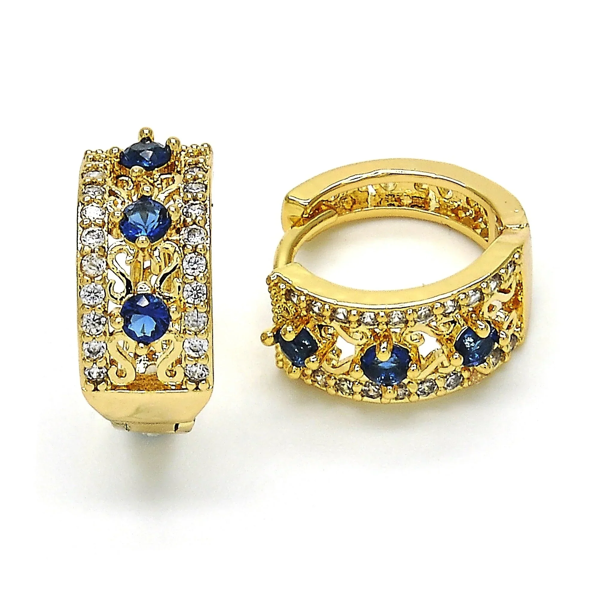LAB CREATED Sapphire HOOP EARRING EARRINGS - Image 3