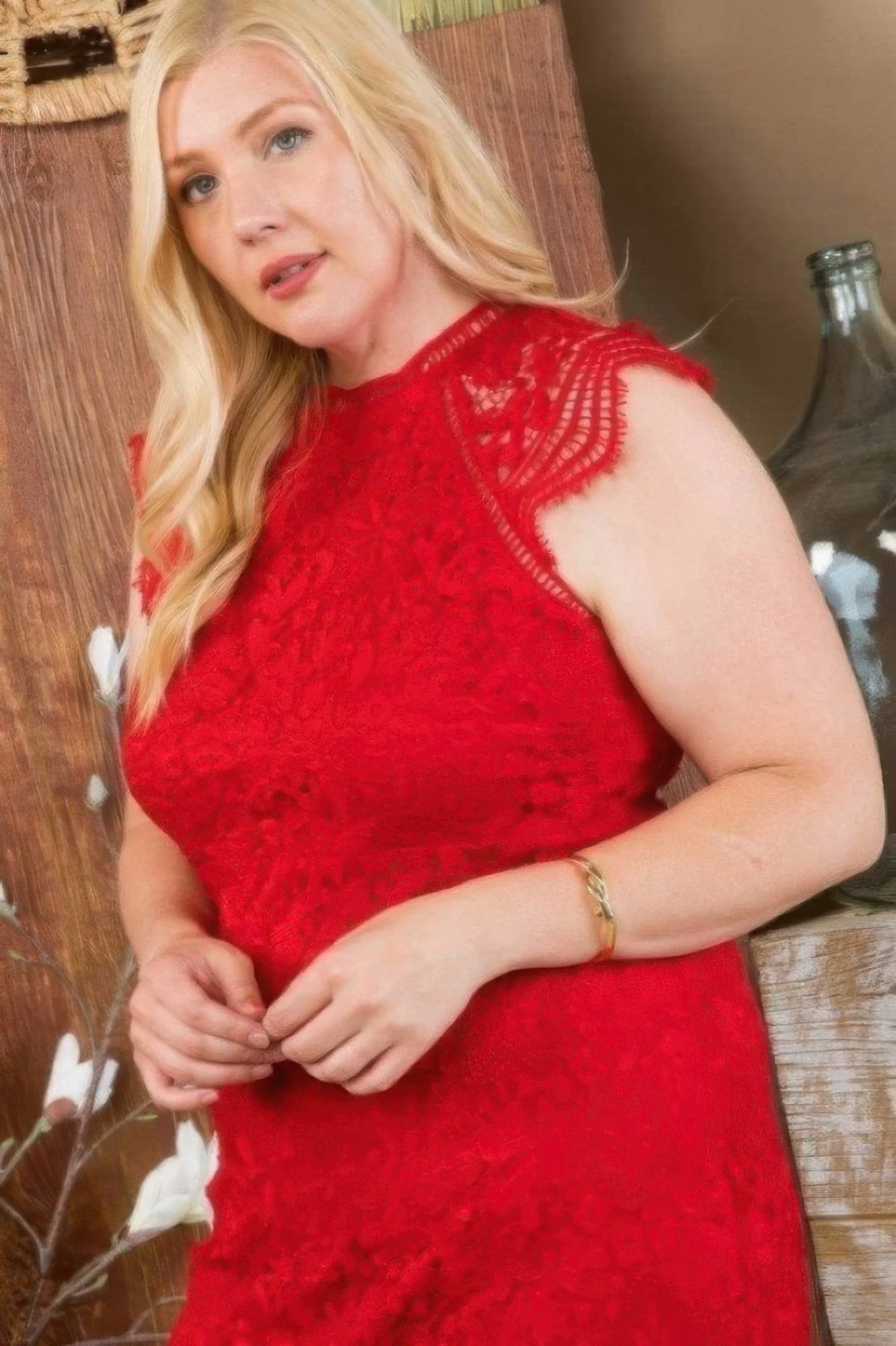 Lace Crochet Mini Raglan Dress With Zipper Back by Balec Group - Image 3