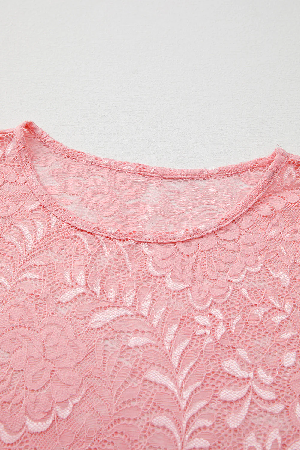 Lace Flower Round Neck Long Sleeve Top - Image 5