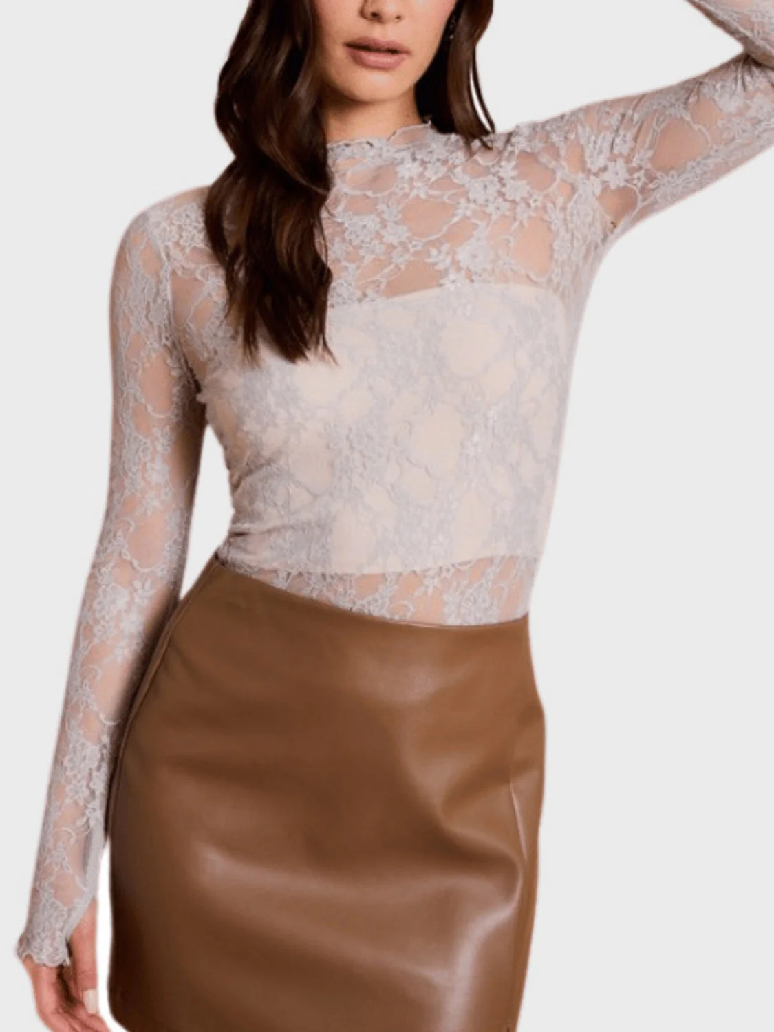Lace Mock Neck Long Sleeve Top - Image 11