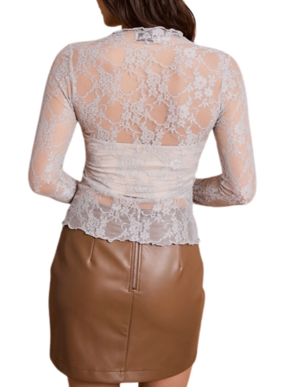 Lace Mock Neck Long Sleeve Top - Image 12