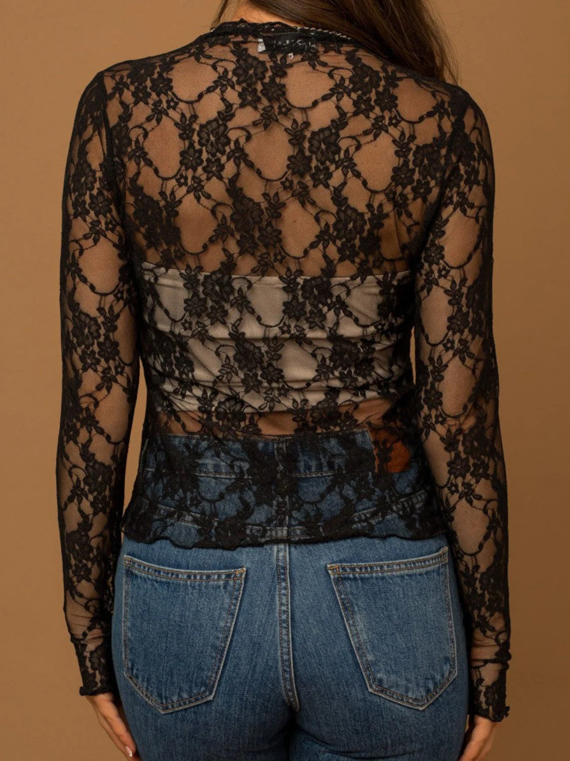 Lace Mock Neck Long Sleeve Top - Image 6