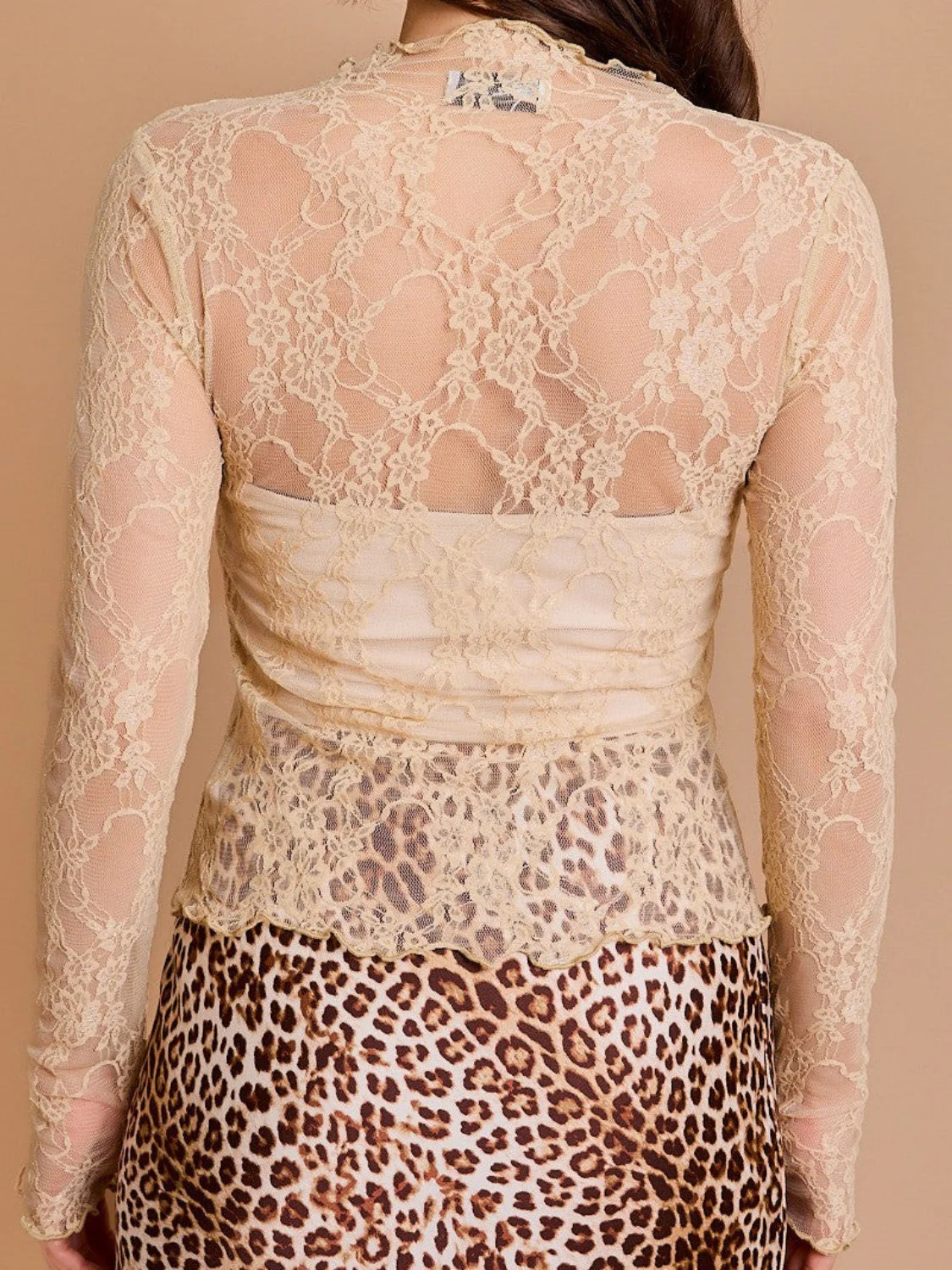 Lace Mock Neck Long Sleeve Top - Image 9
