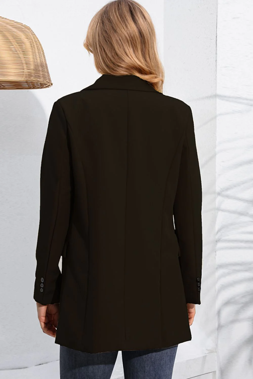 Lapel Neck Long Sleeve Blazer with Pockets - Image 9