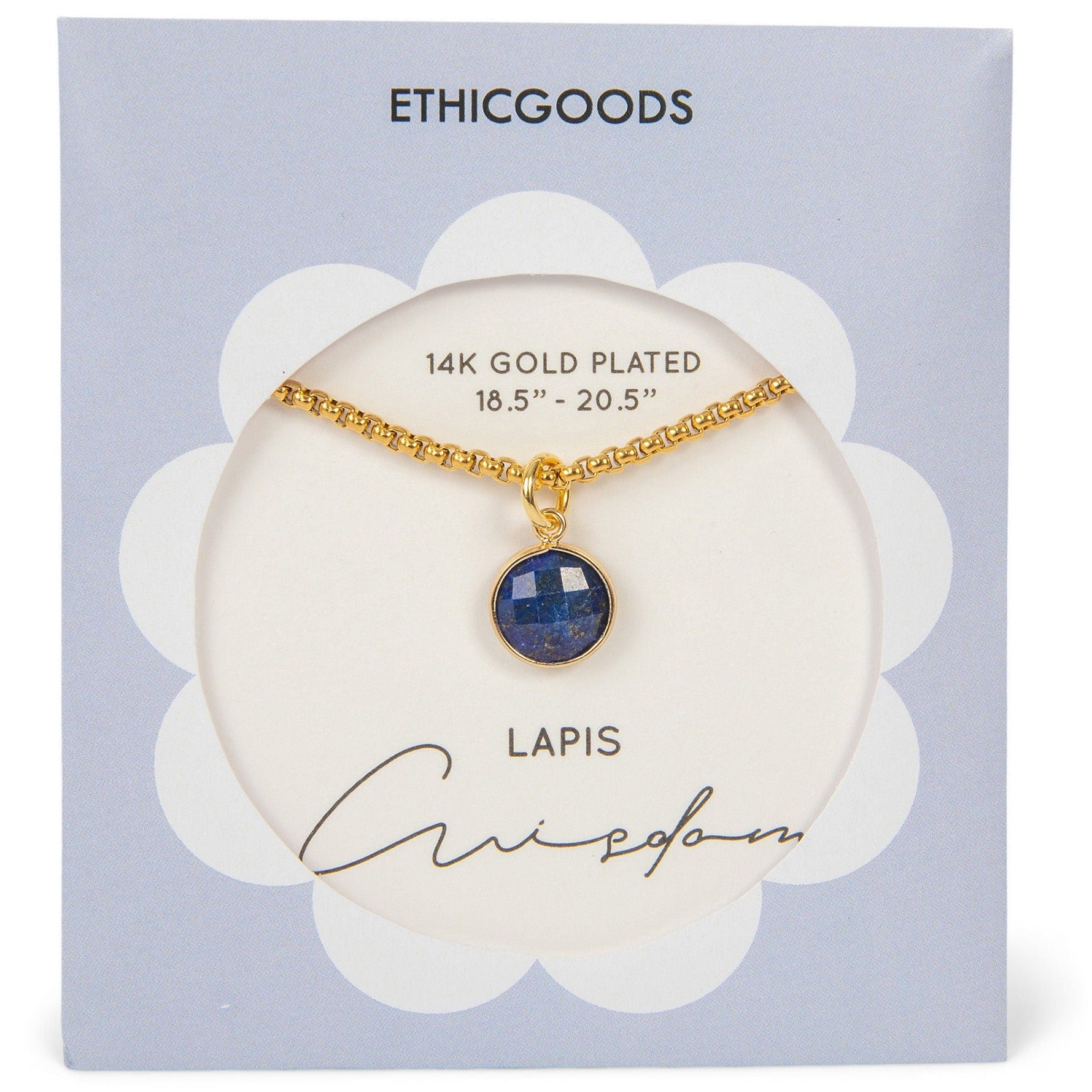 Lapis Stone Pendant Classic Gold Necklace by ETHICGOODS - Image 2