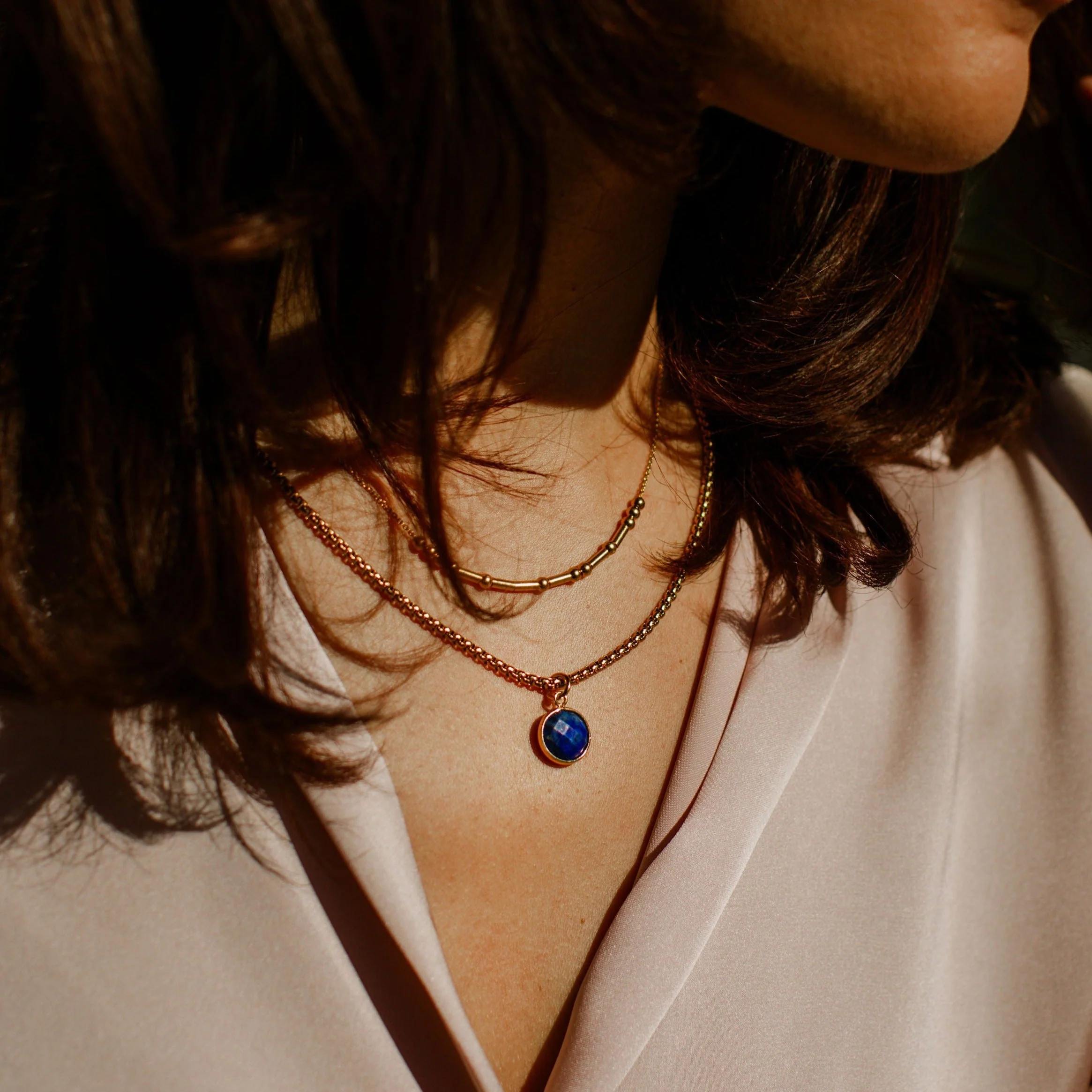 Lapis Stone Pendant Classic Gold Necklace by ETHICGOODS - Image 3