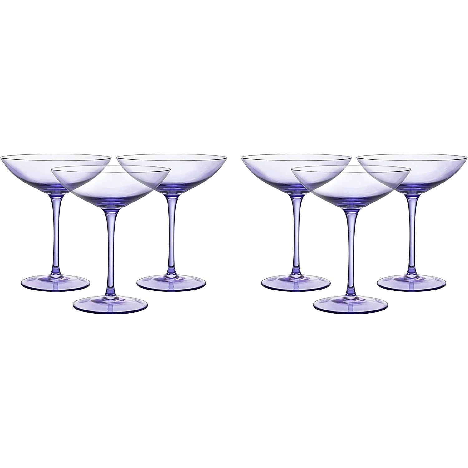Lavender Champagne Coupes 12oz Set of 6 by The Wine Savant - Colored Champagne Glasses, Prosecco, Mimosa Glasses Set, Cocktail Glass Set, Bar Glassware Bachelorette Anniversary Gifts by The Wine Savant - Image 6