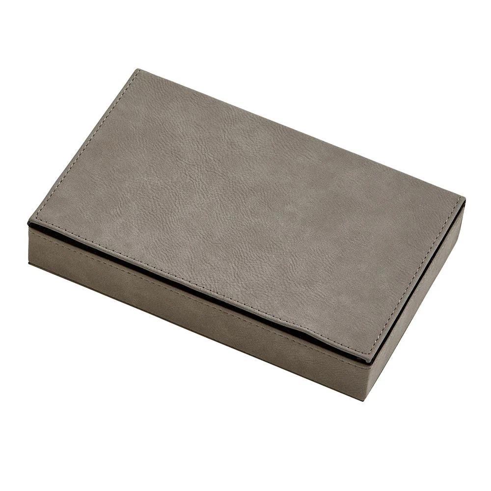 Leatherette 2 Card Deck Set, Grey 5" X 7.75" by Creative Gifts - Image 2