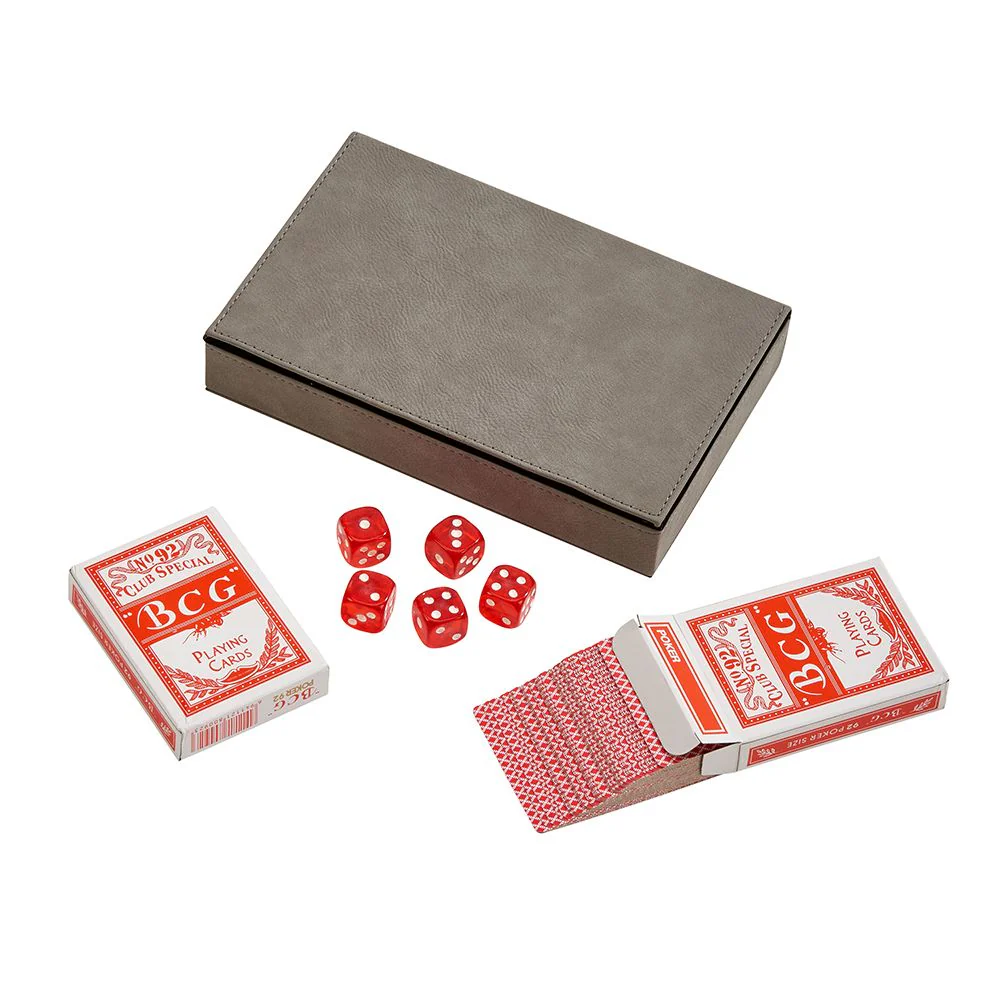 Leatherette 2 Card Deck Set, Grey 5" X 7.75" by Creative Gifts - Image 4