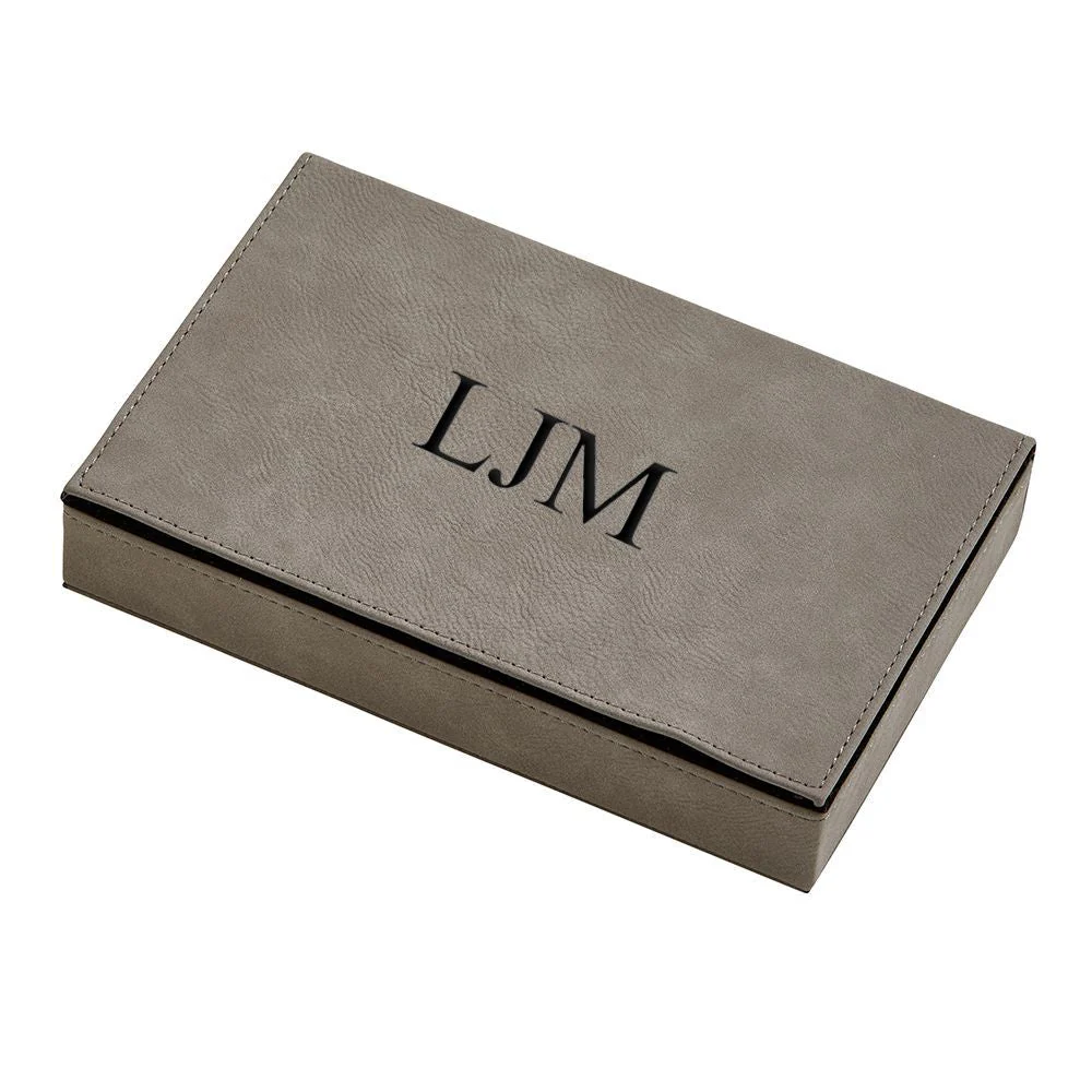Leatherette 2 Card Deck Set, Grey 5" X 7.75" by Creative Gifts - Image 5
