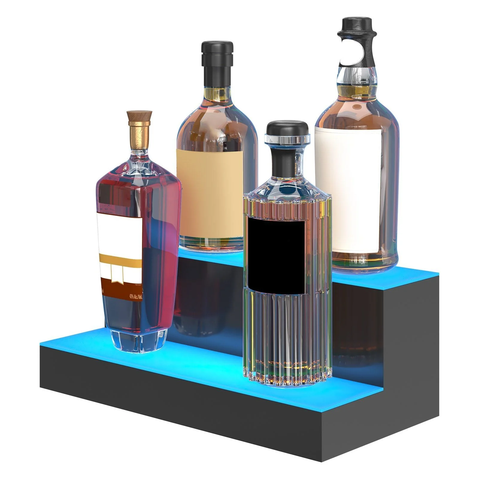 LED Lighted Liquor Bottle Display Bar Shelf RF & App Control 16" 2-Step - Image 2