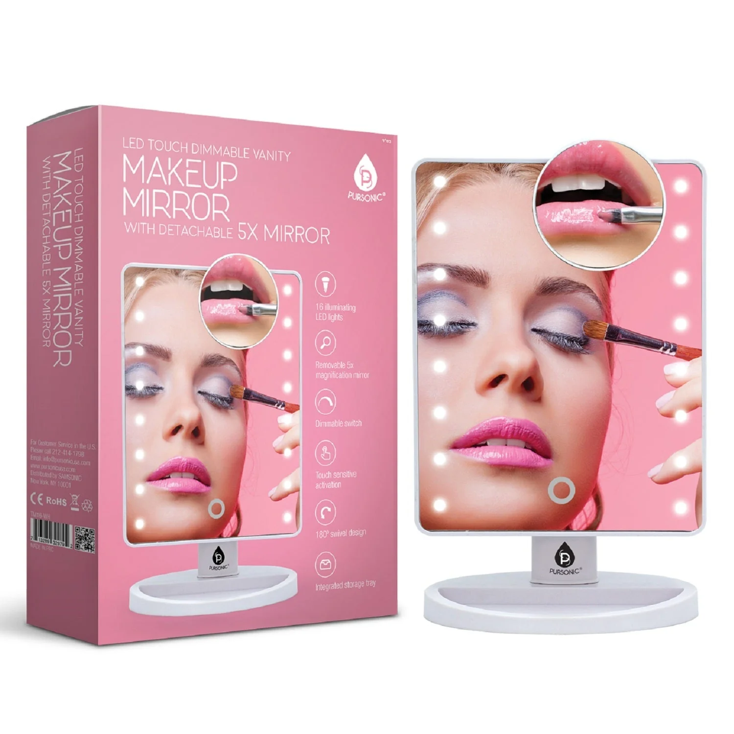 LED Lighted Vanity Makeup Mirror by Pursonic - Image 3
