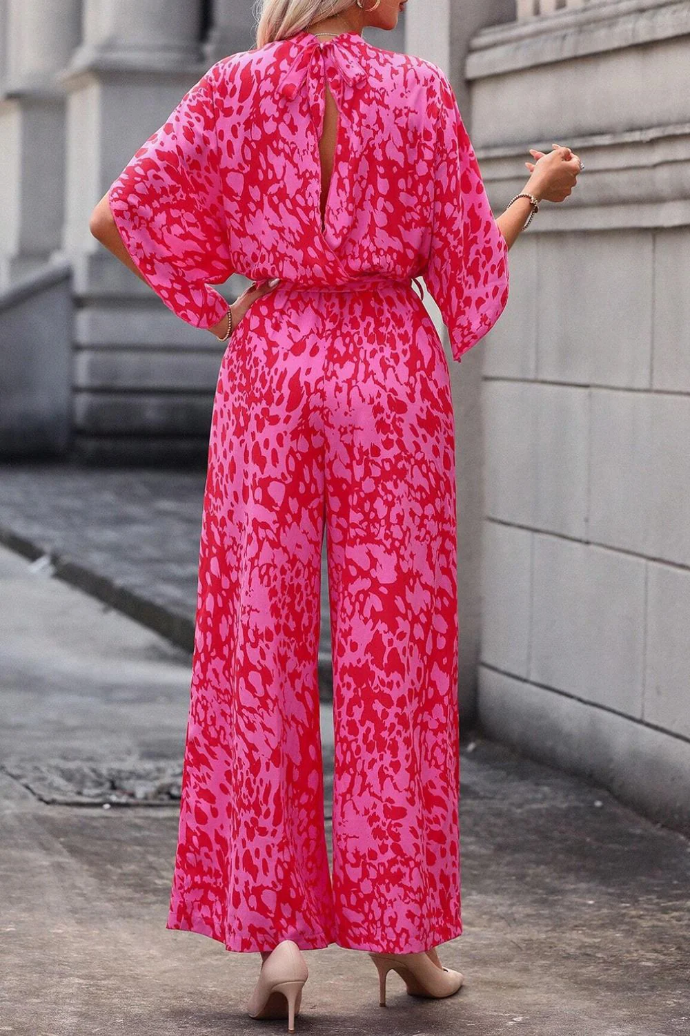 Leopard Belted Wide Leg Jumpsuit - Image 2