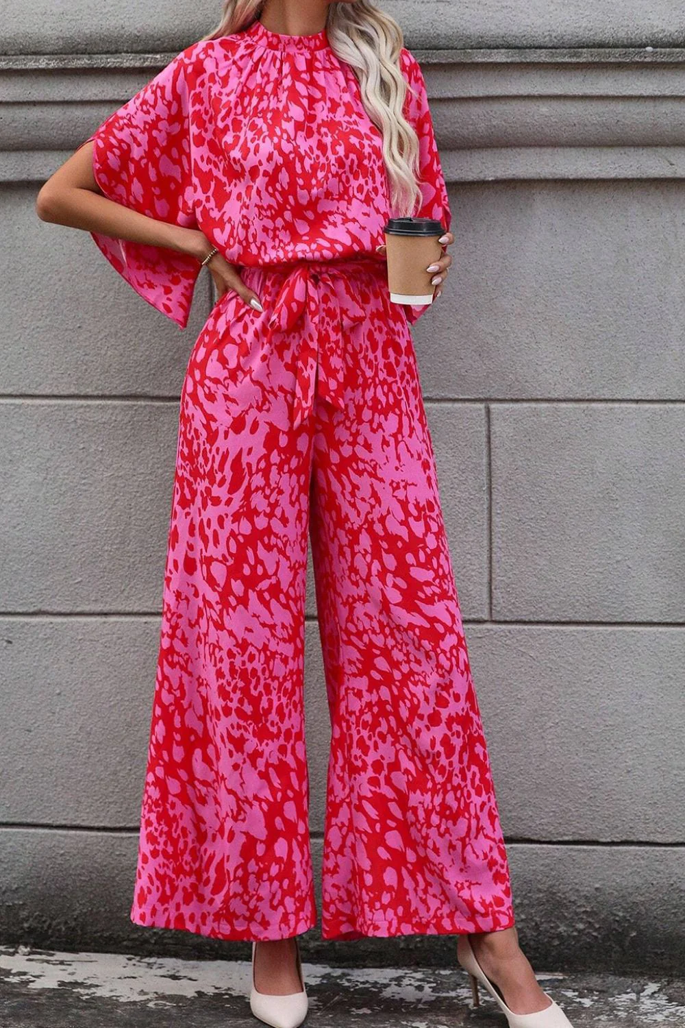 Leopard Belted Wide Leg Jumpsuit - Image 5