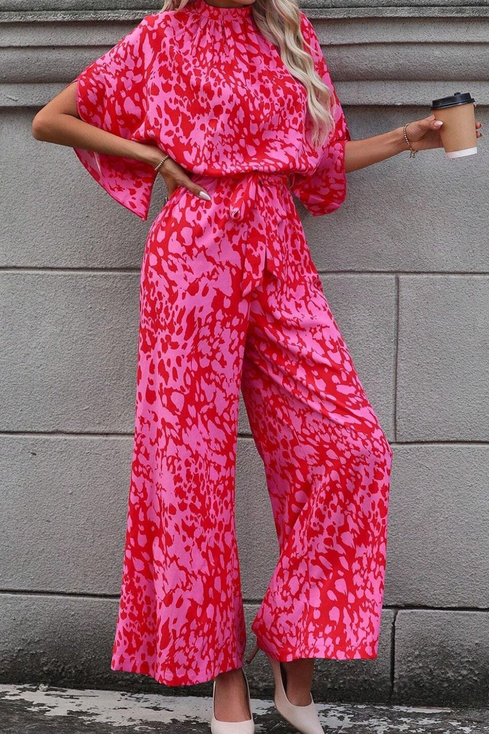 Leopard Belted Wide Leg Jumpsuit - Image 6