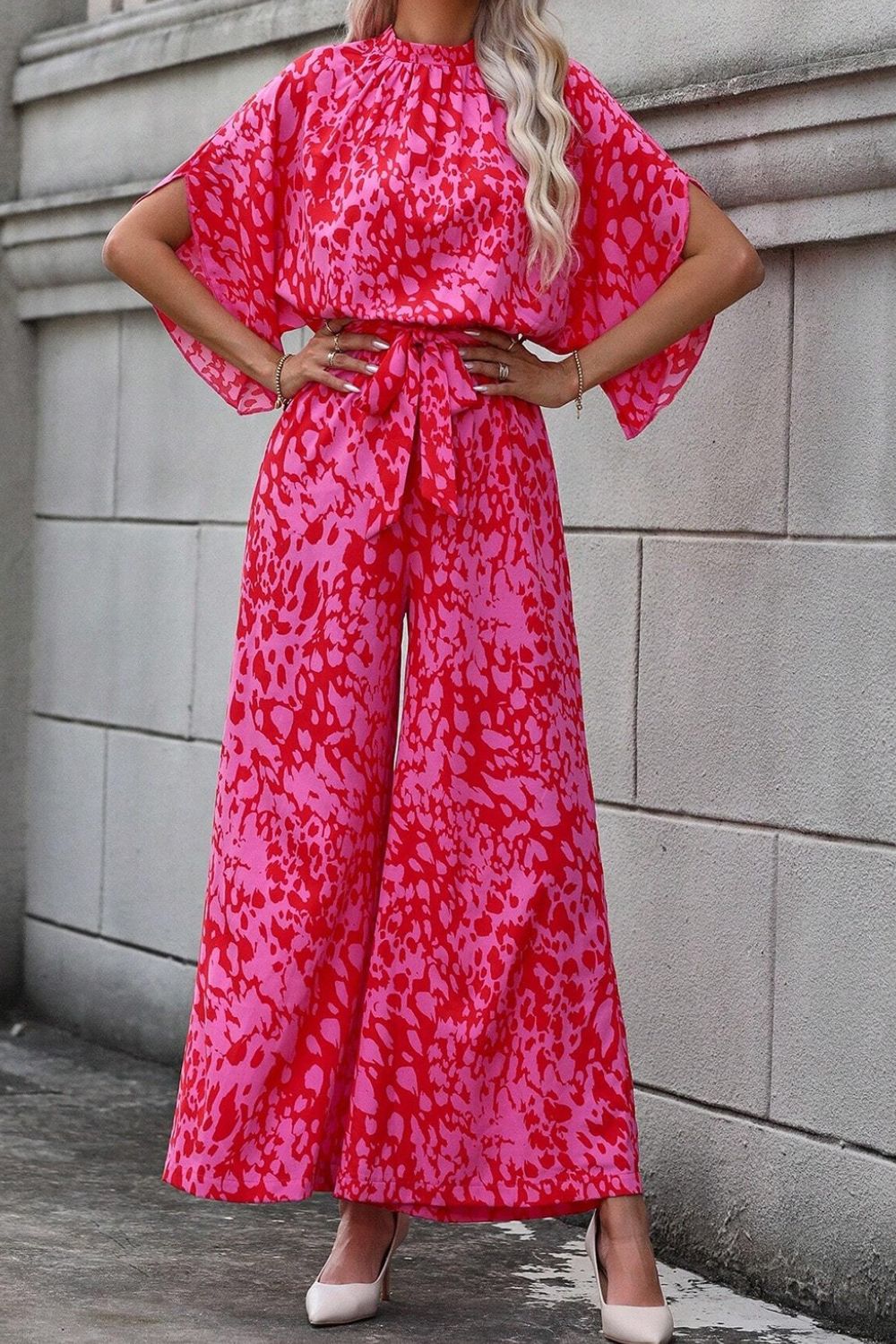 Leopard Belted Wide Leg Jumpsuit - Image 7
