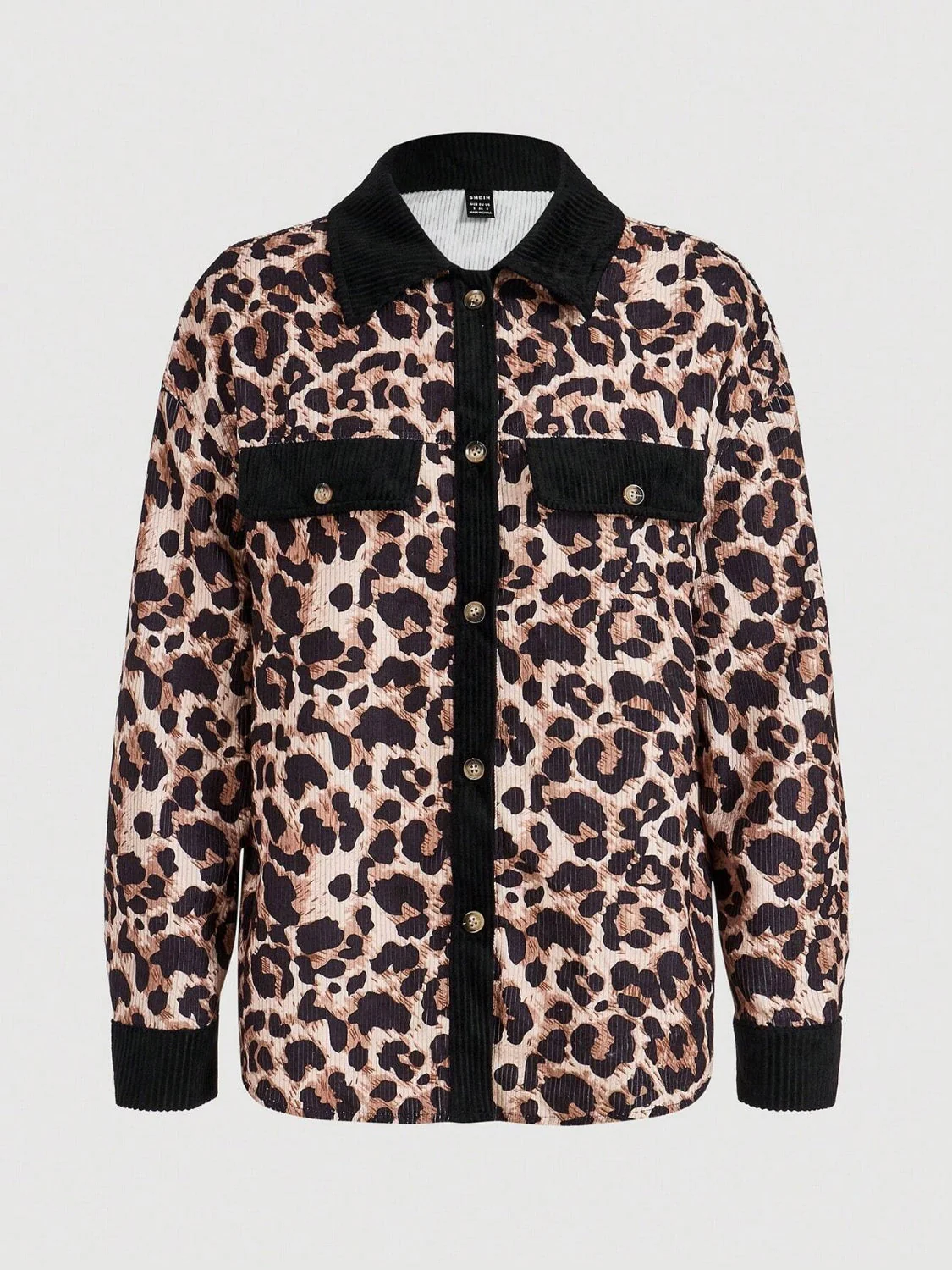 Leopard Collared Neck Button Up Shacket - Image 6