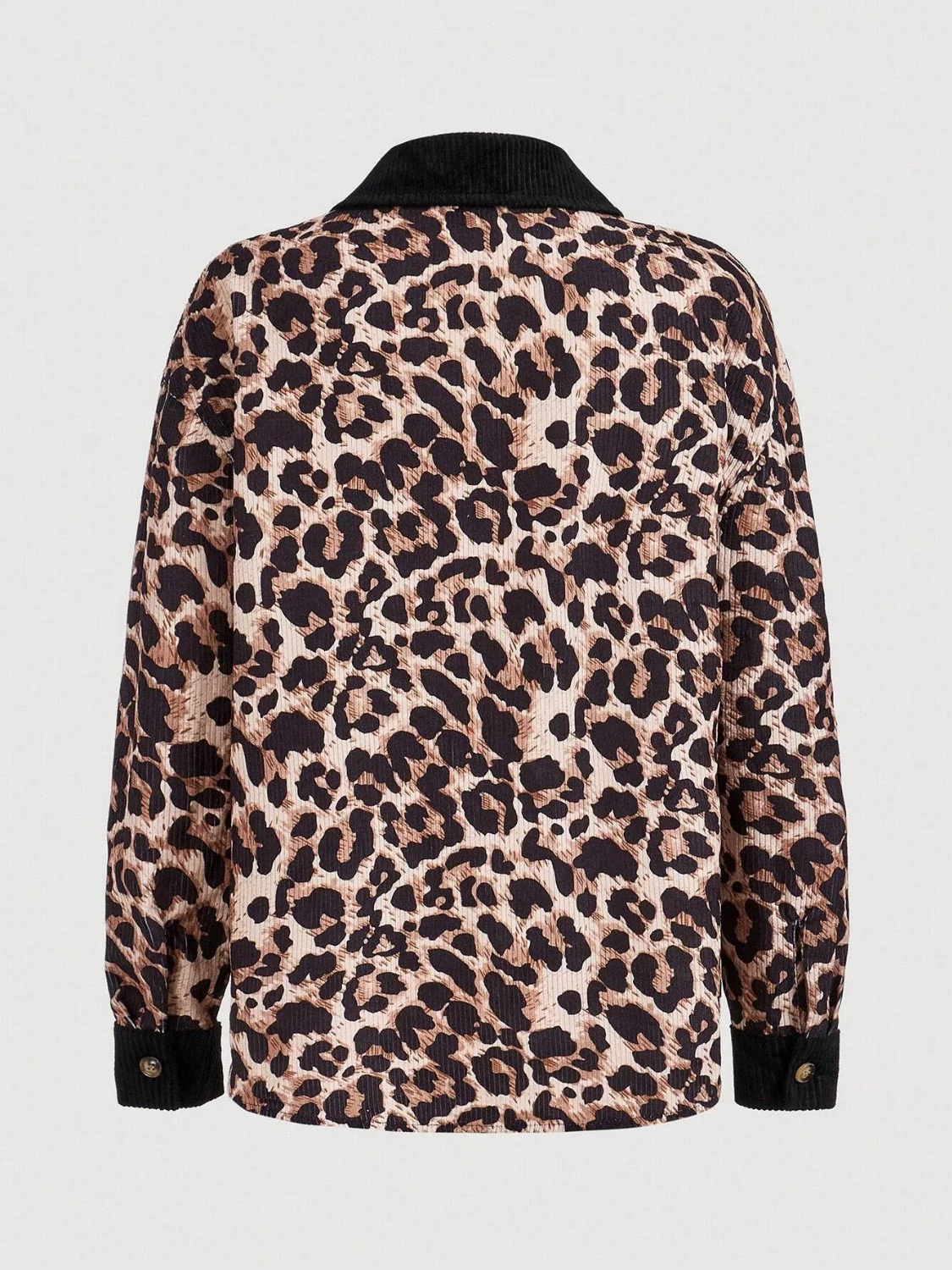 Leopard Collared Neck Button Up Shacket - Image 7